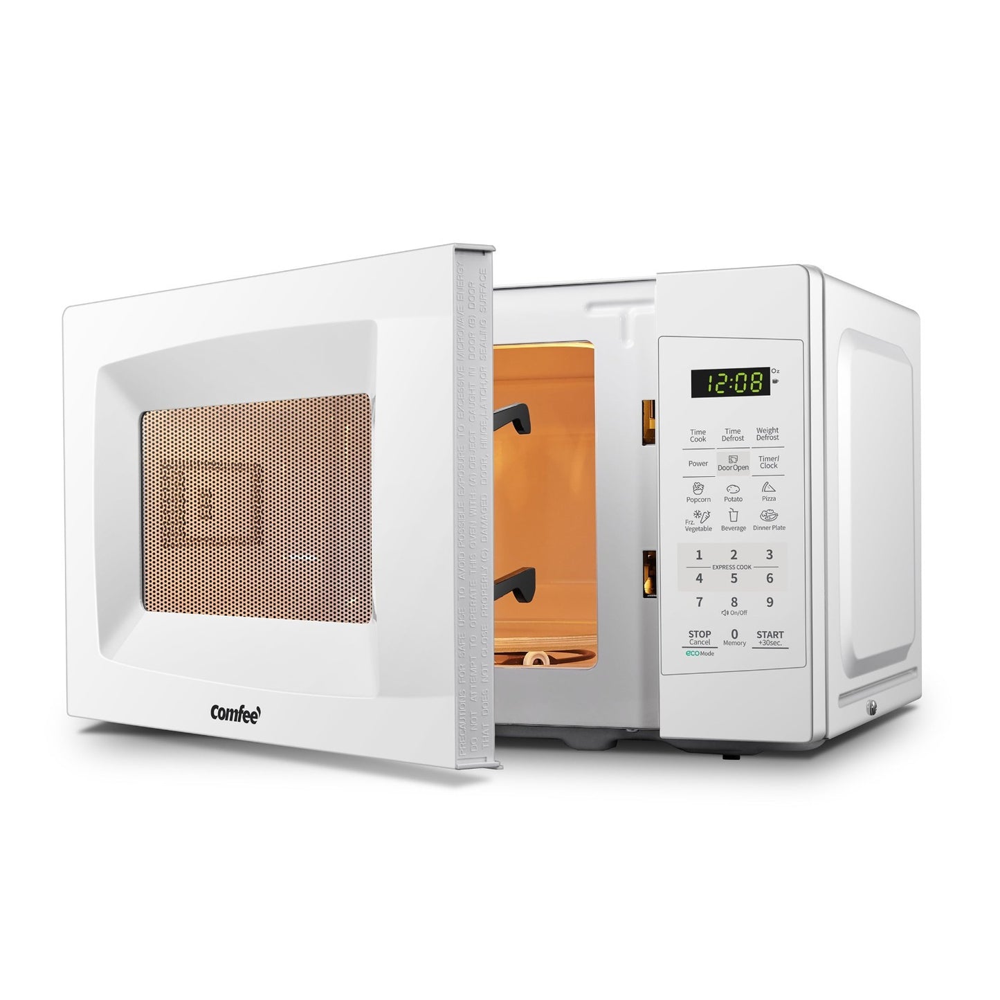 Compact Countertop Microwave Oven 0.7 Cu.Ft 700W Pearl White, ECO Mode, Child Lo8