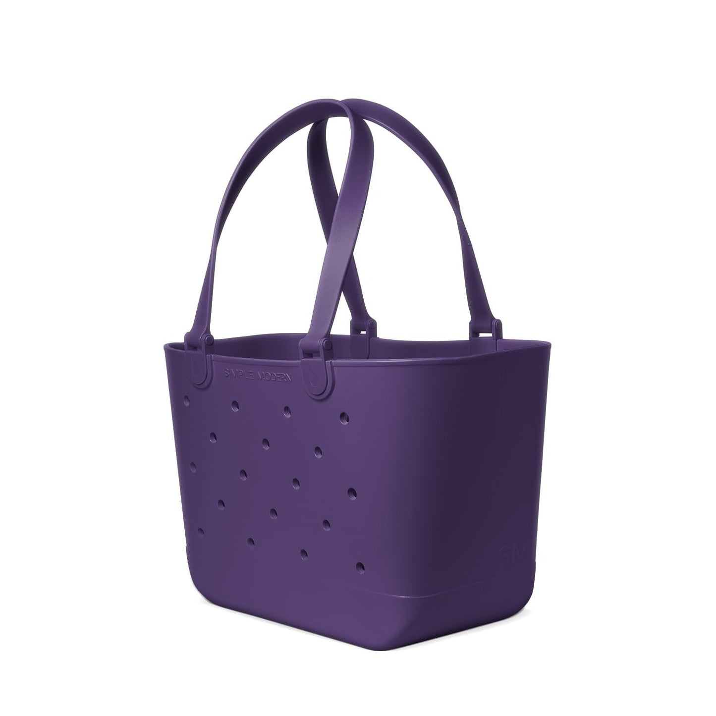 Large Waterproof Rubber Beach Tote Bag | Purple Getaway Bag with Zipper Pocket |3