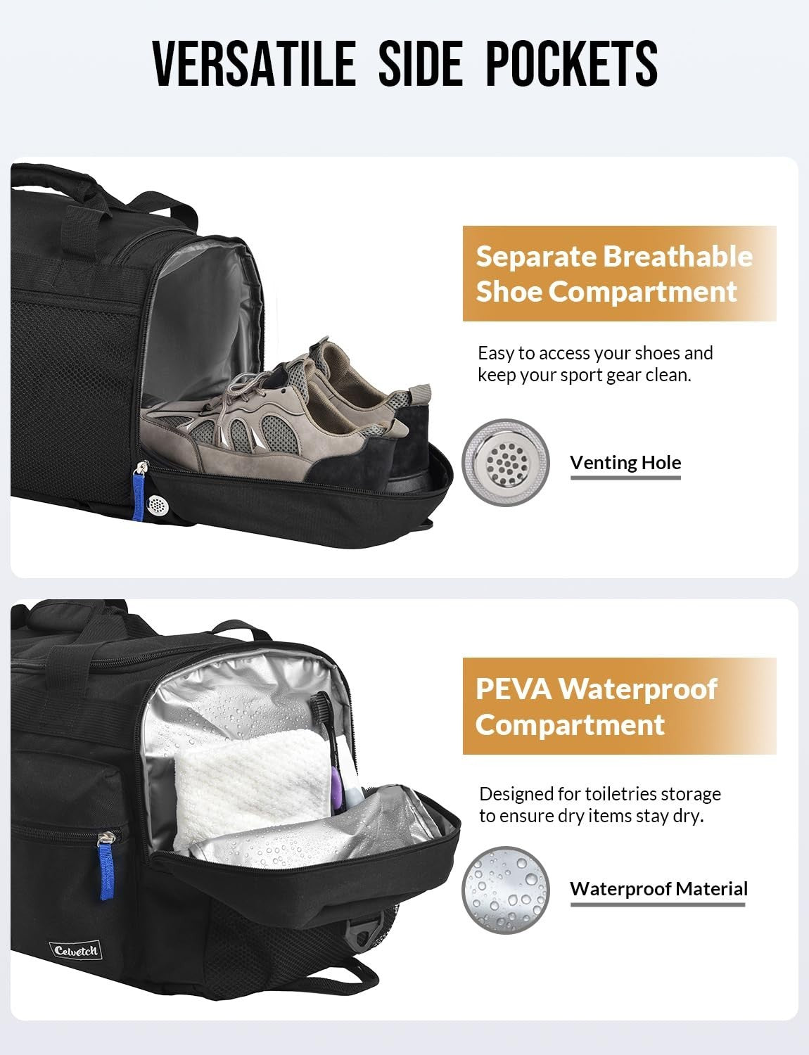 3-in-1 Gym Bag for Men & Women, 61L Travel Duffel Backpack, Wet Pocket & Shoe Co4