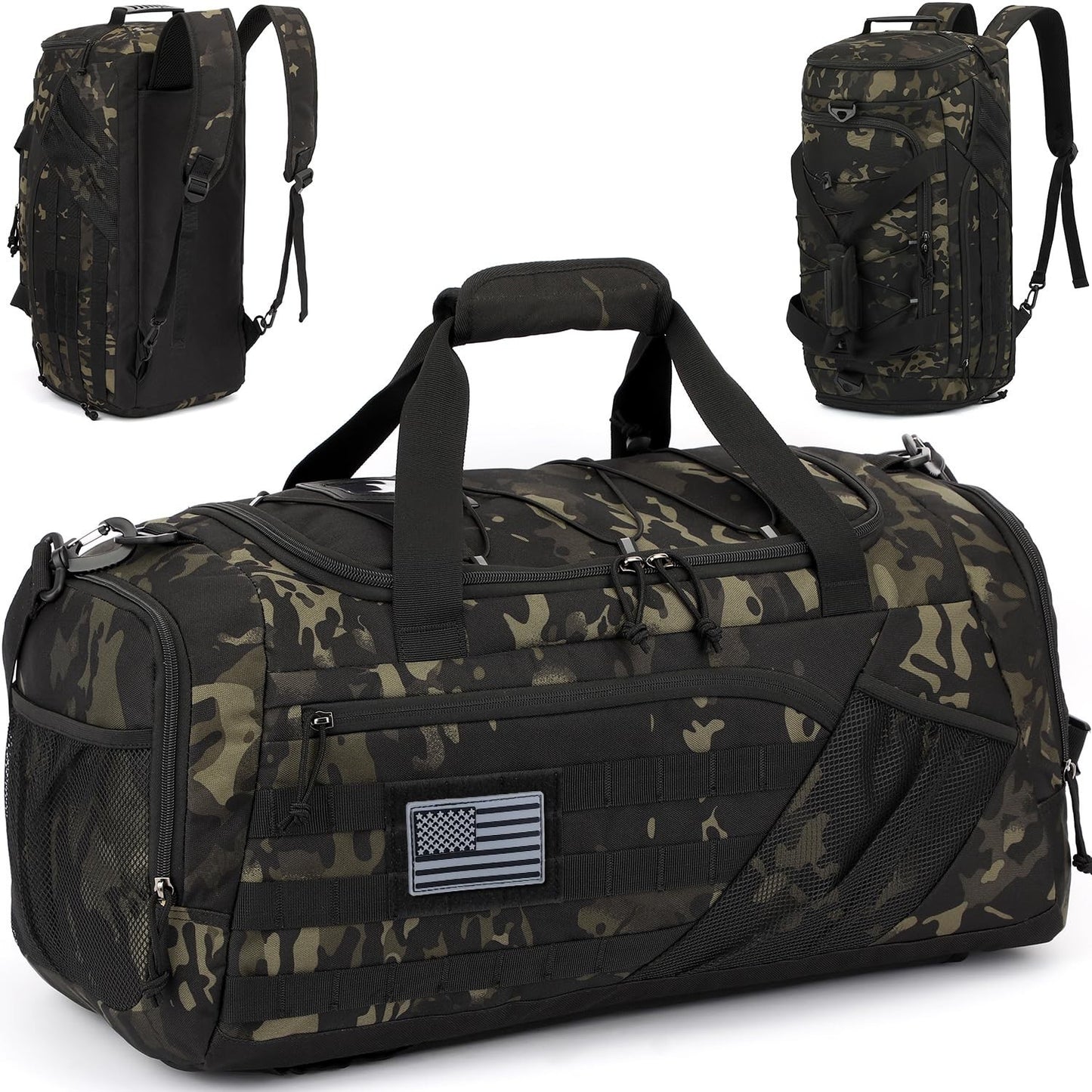 Multi Functional 45L Tactical Gym Duffle Backpack   Shoe Compartment, Wet Pocket1