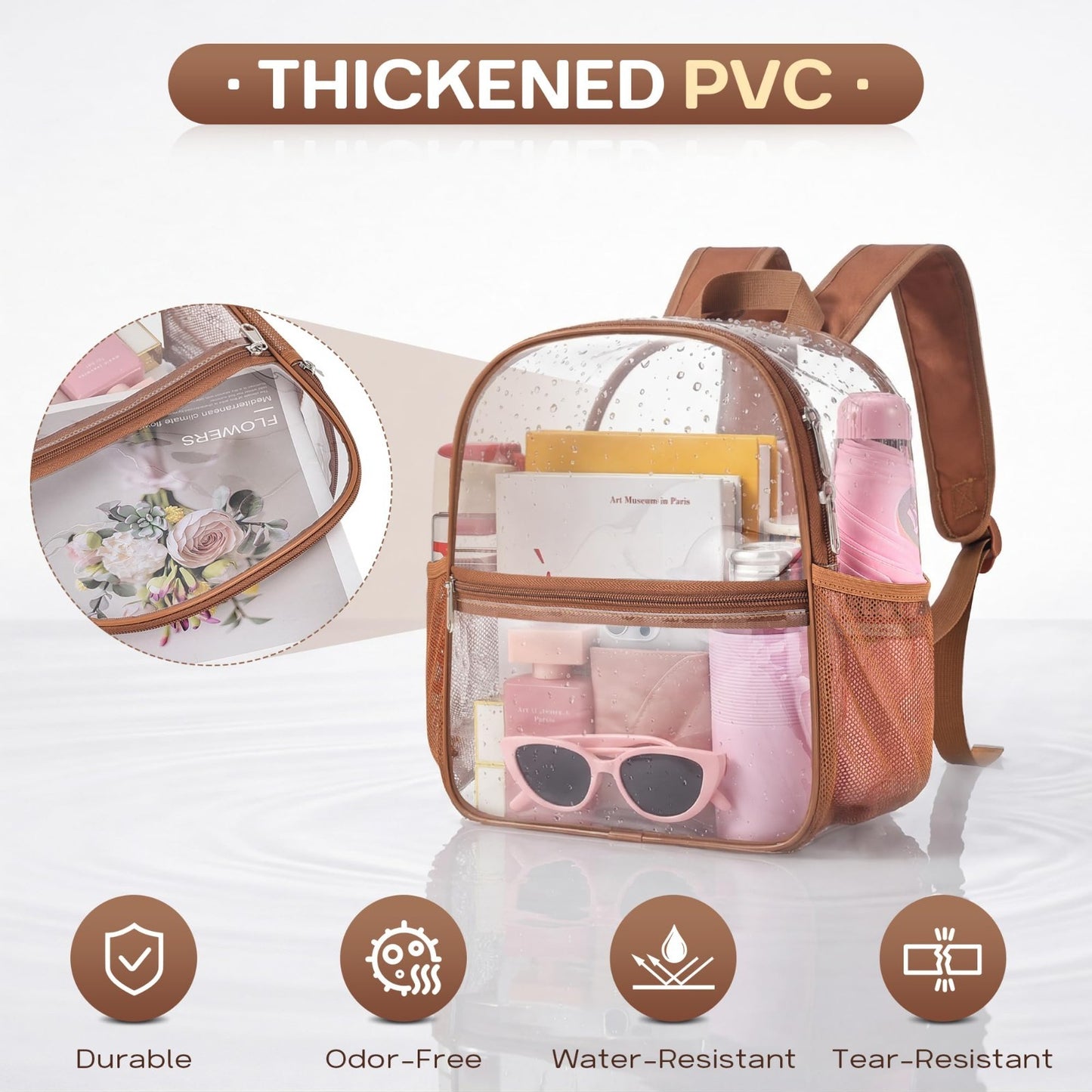 Clear Stadium Backpack - 12x6x12, Durable PVC, 2 Side Pockets, Ideal for Events4