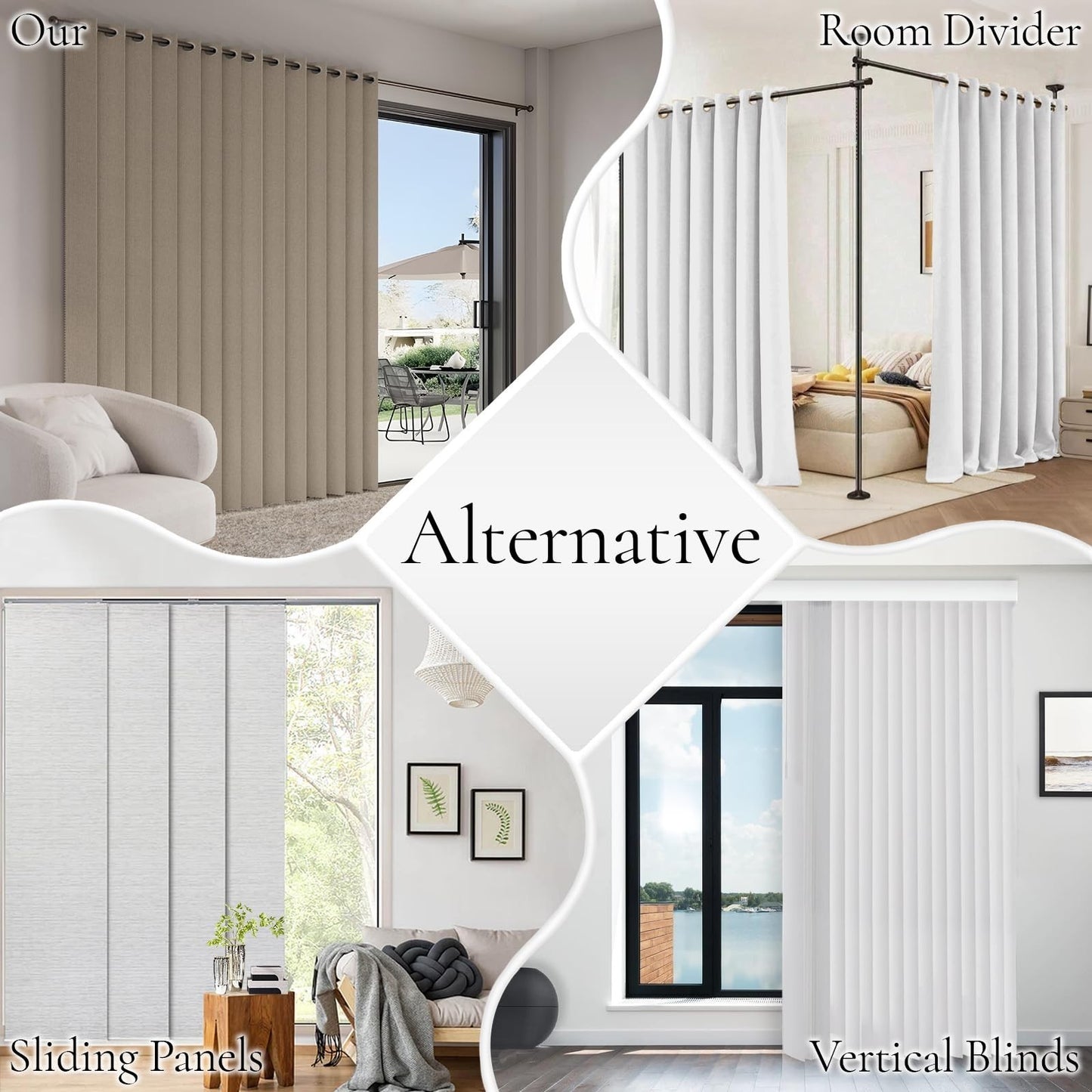 Accordion Door Curtains for Doorways   Fabric Privacy Curtain Panel 100x84 Tan5