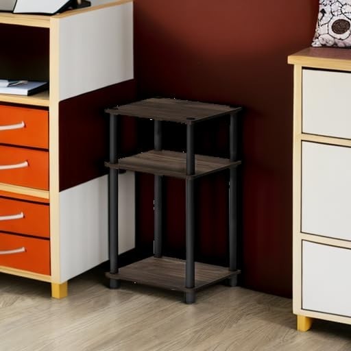 3-Tier Side Table with Open Shelves, Nightstand, Toolless Assembly for Living Ro4