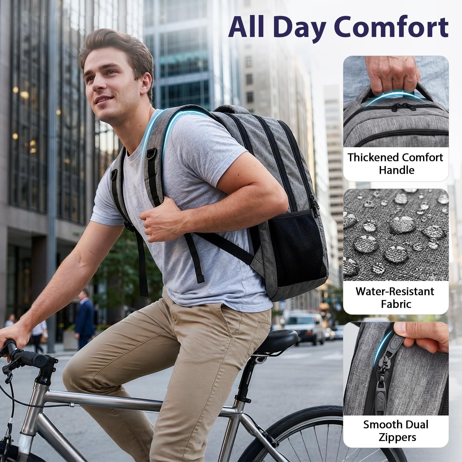Extra Large 18" Laptop Backpack, 50L Business Travel Bag, Water Resistant, Organ7