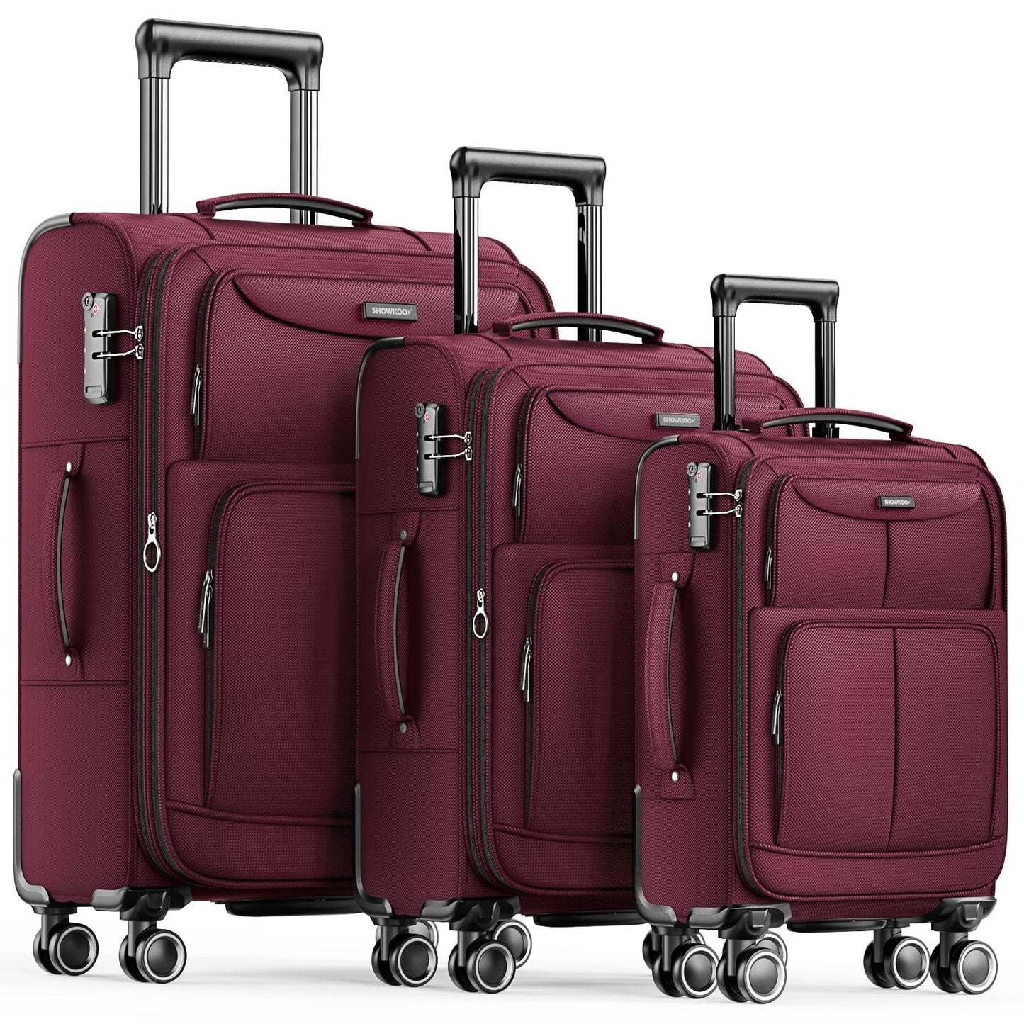 3 Piece Softside Luggage Set - Expandable, Lightweight, 360° Spinner Wheels, TSA1