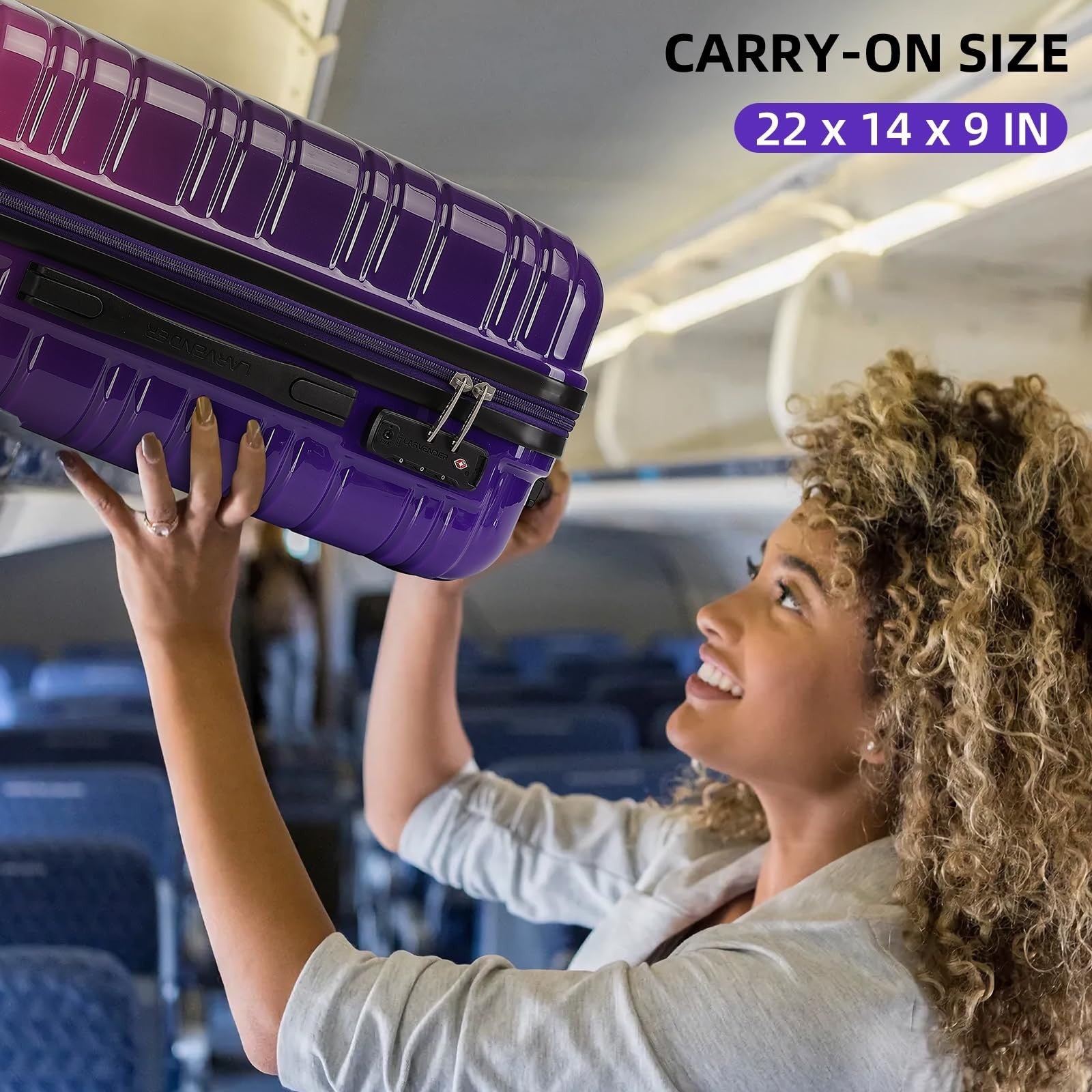 3-Piece Carry-On Luggage Set, 20" Hardshell Suitcase, Lightweight, TSA Lock, Duf4