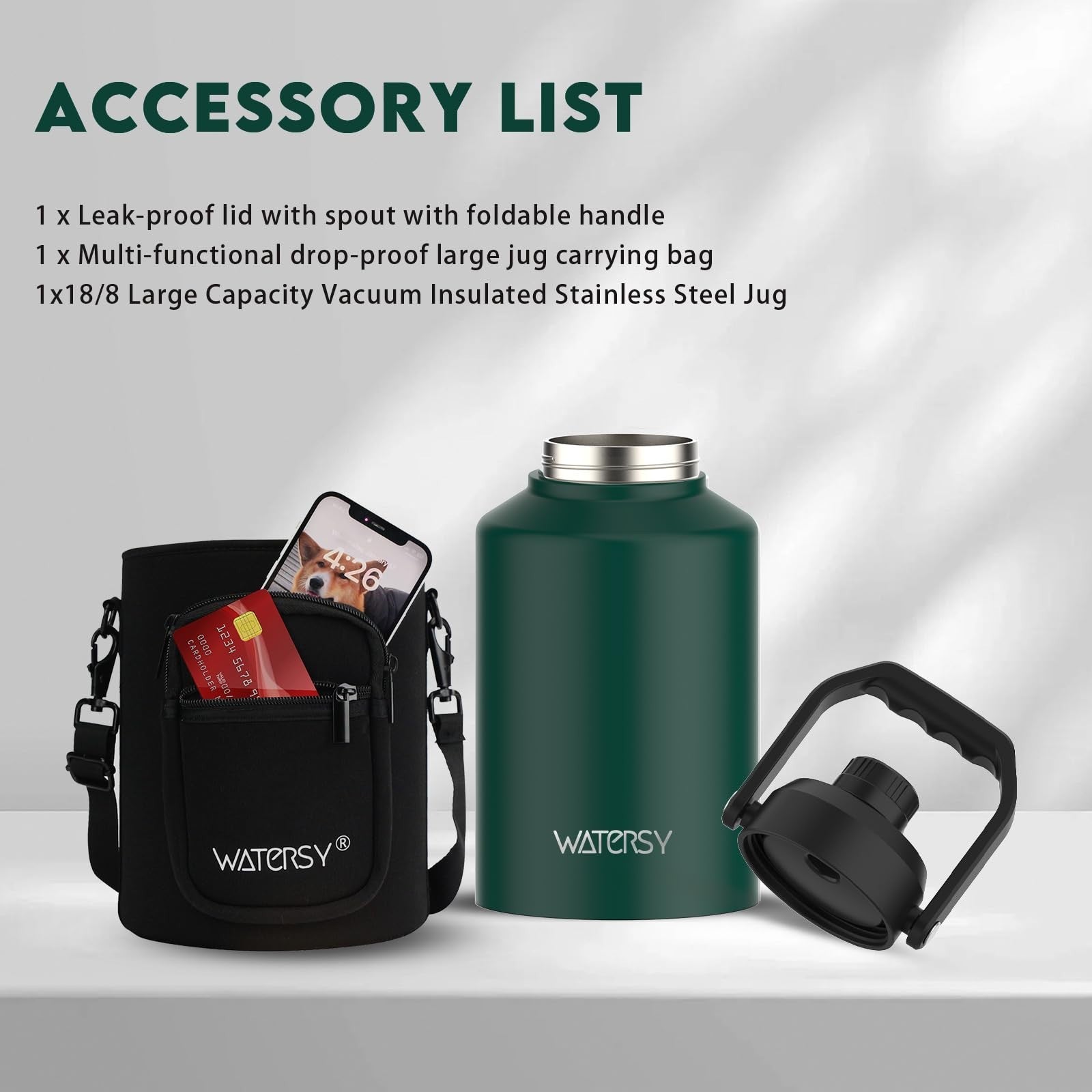 Insulated 1 Gallon Water Bottle - 48H Cold, BPA Free, Leak Proof, 128oz Jug for6