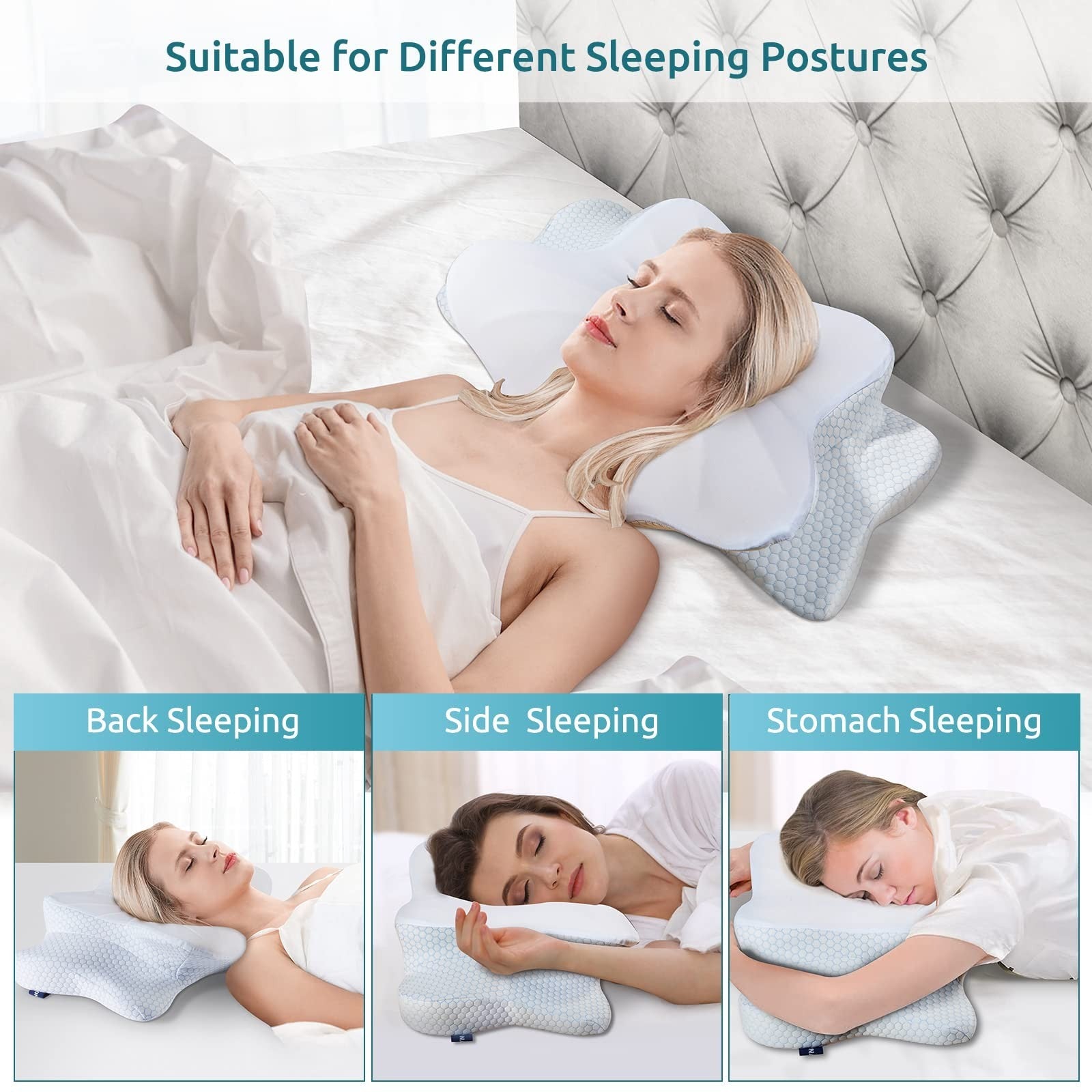 Ergonomic Memory Foam Cervical Pillow for Neck Pain Relief   Comfortable Sleep A3