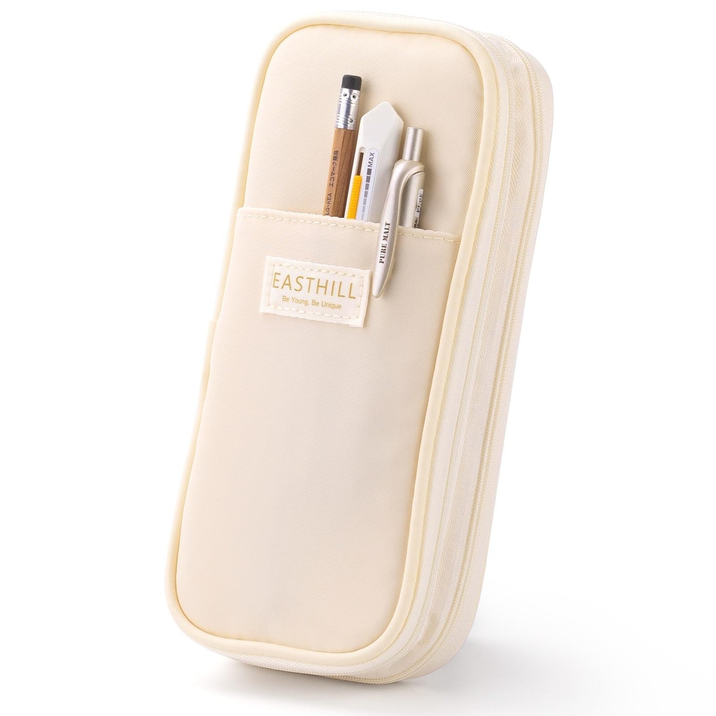 Large Capacity Pencil Case, Big Pencil Pouch, Stationery Bag for Teens   Cream1
