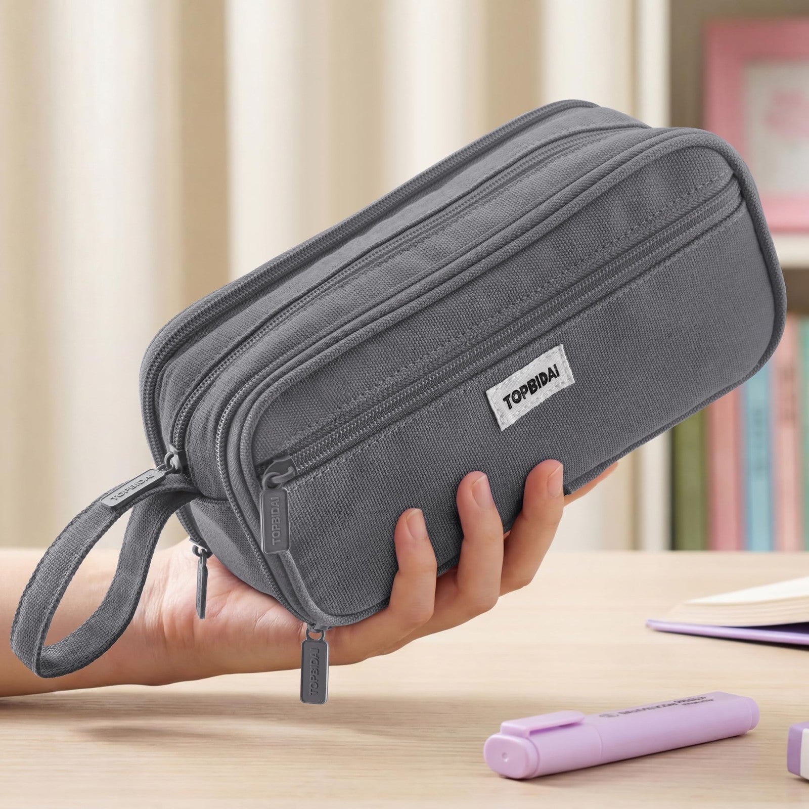 Large Pencil Case Pouch for Kids & Adults   Stylish Organizer for School & Offic2