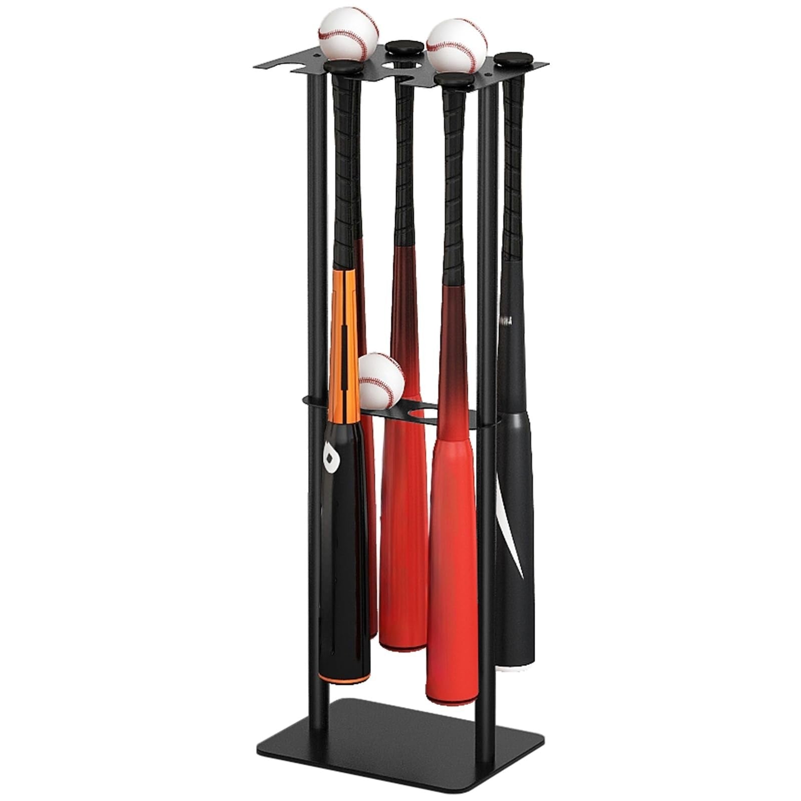 Baseball Bat Holder Stand for 8 Bats & 5 Balls   Softball Display Rack, Black1