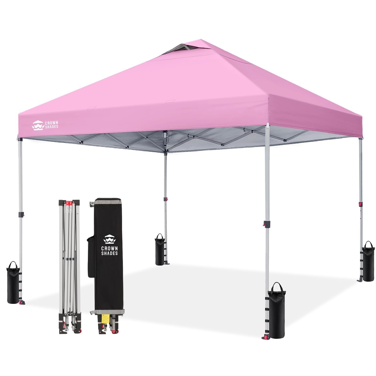 10x10 Pop Up Canopy Tent, Easy Setup Pink Gazebo, Outdoor Sun Shade for Events,1