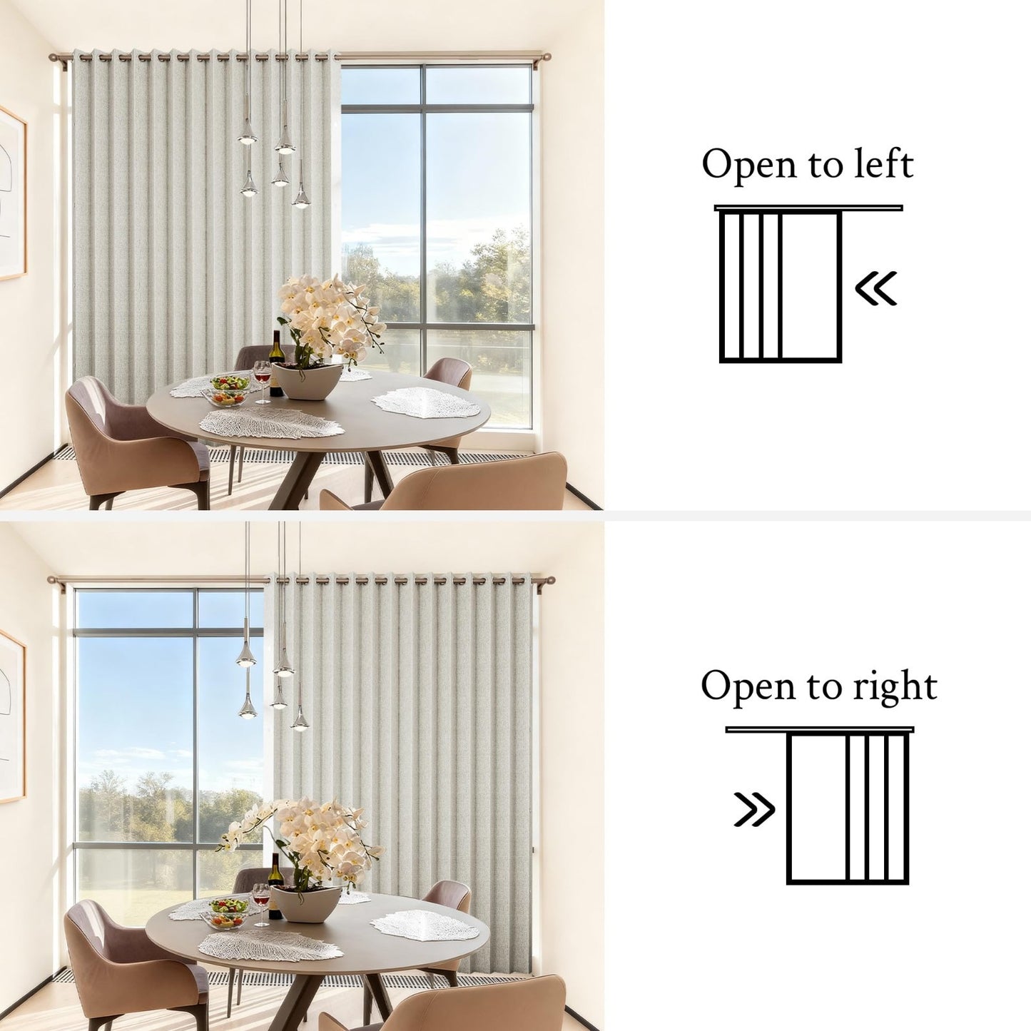 Accordion Door Curtains for Doorways, Fabric Privacy Panel, 1 Panel W100 x L84,7