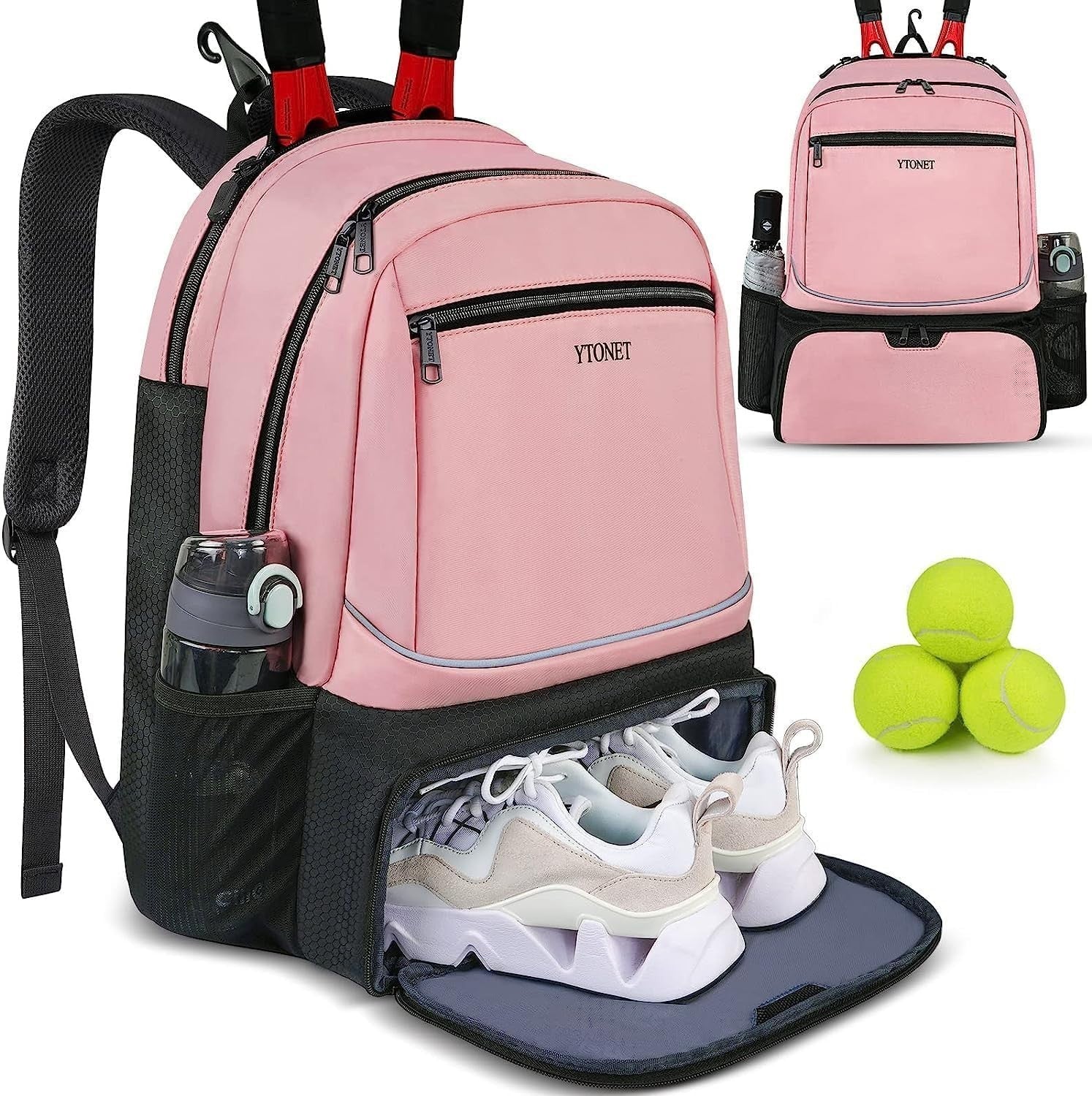 Insulated Tennis Backpack for 2 Rackets, Ventilated Shoe Compartment, Unisex6