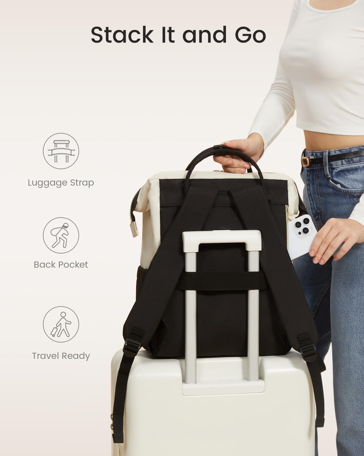 Stylish 15.6" Laptop Backpack for Women, Waterproof College Bookbag, Large Capac7