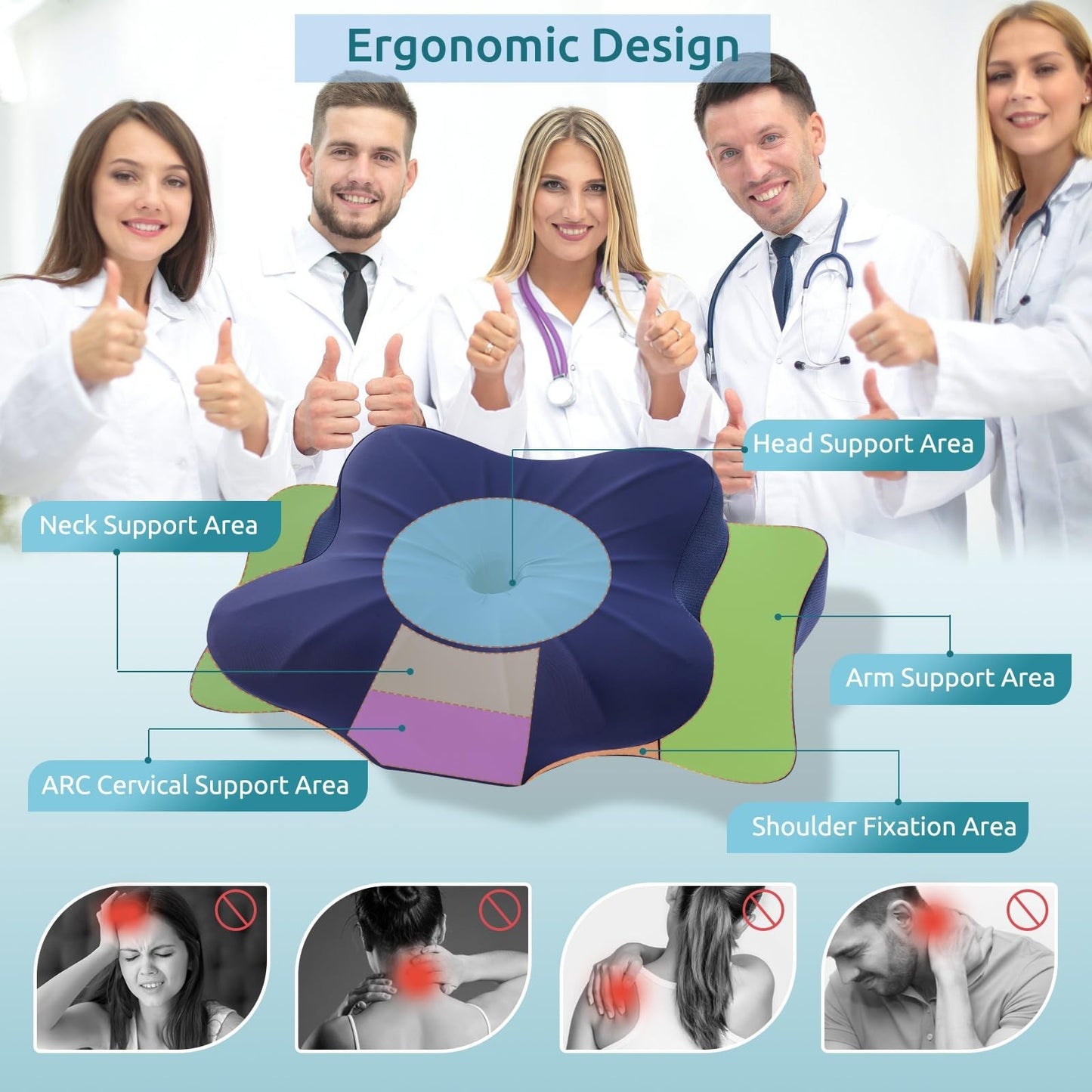Cervical Memory Foam Pillow for Neck & Shoulder Pain Relief, Cooling Ergonomic S5