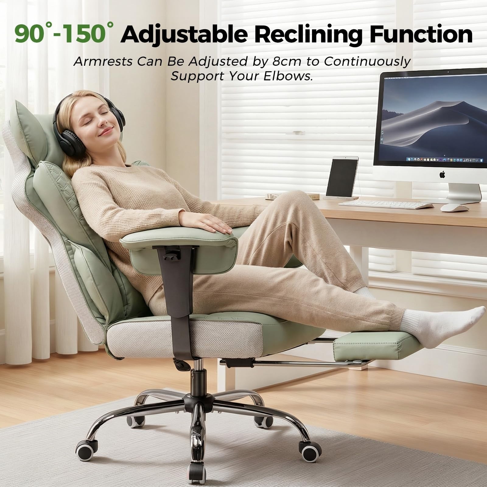 Big & Tall Gaming Chair 400lbs Heavy Duty Ergonomic Office Chair with Footrest,5