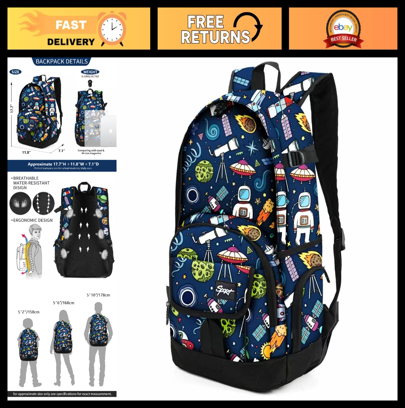 Lightweight School Backpack Travel Bag for Men & Women   College & Travel Use0