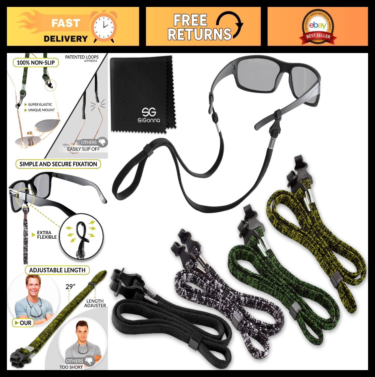 Eyeglass Holder Strap - 4 Pcs Neck Lanyard Cords for Men & Women - Sunglasses Ch0