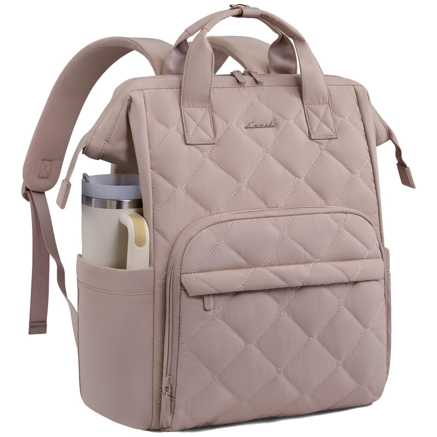 Stylish 15.6" Laptop Backpack for Women, Work Bag, Nude Pink, Durable & Spacious1