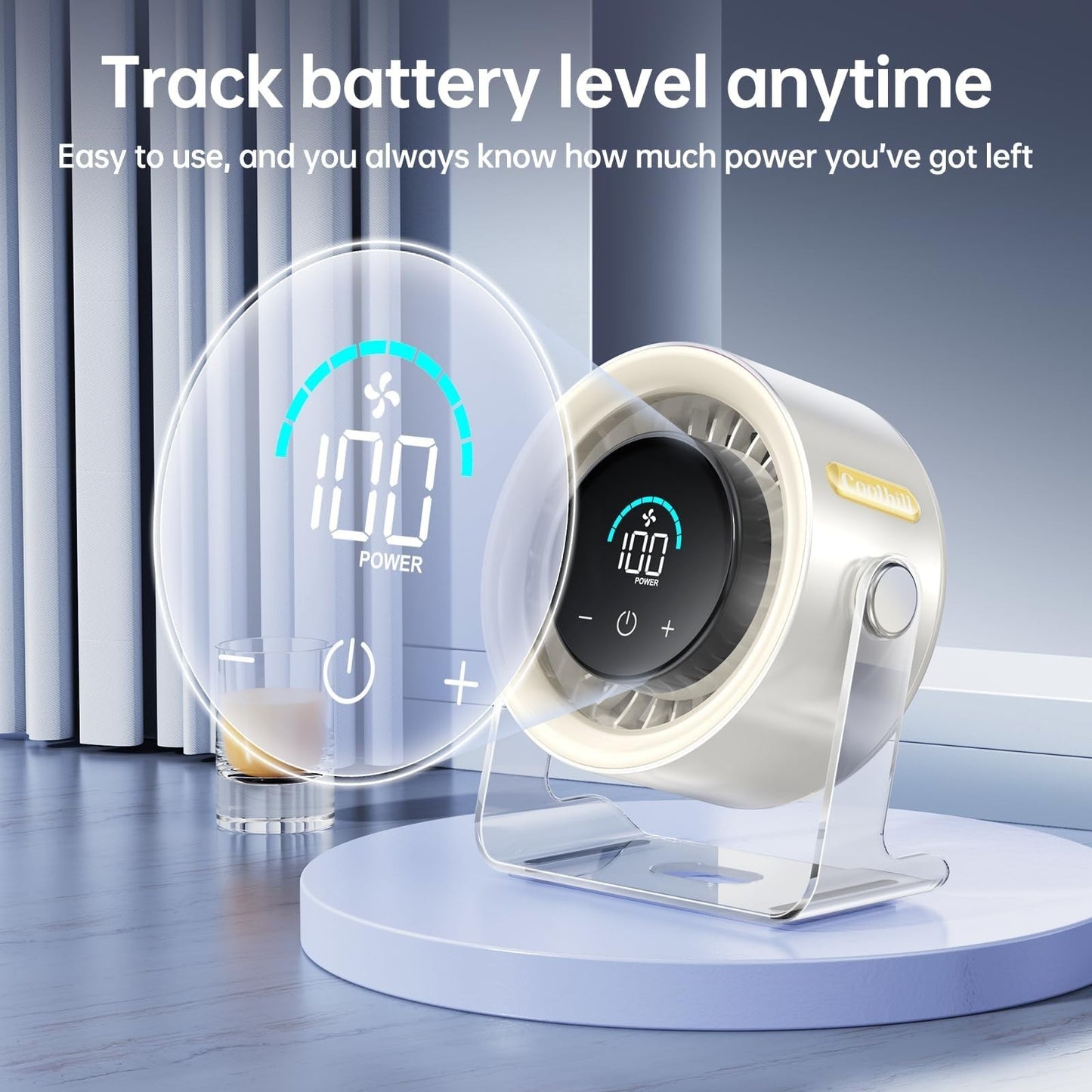Rechargeable Cordless Wall Fan   100 Speeds, Quiet, 120° Tilt, Portable Desk Fan7