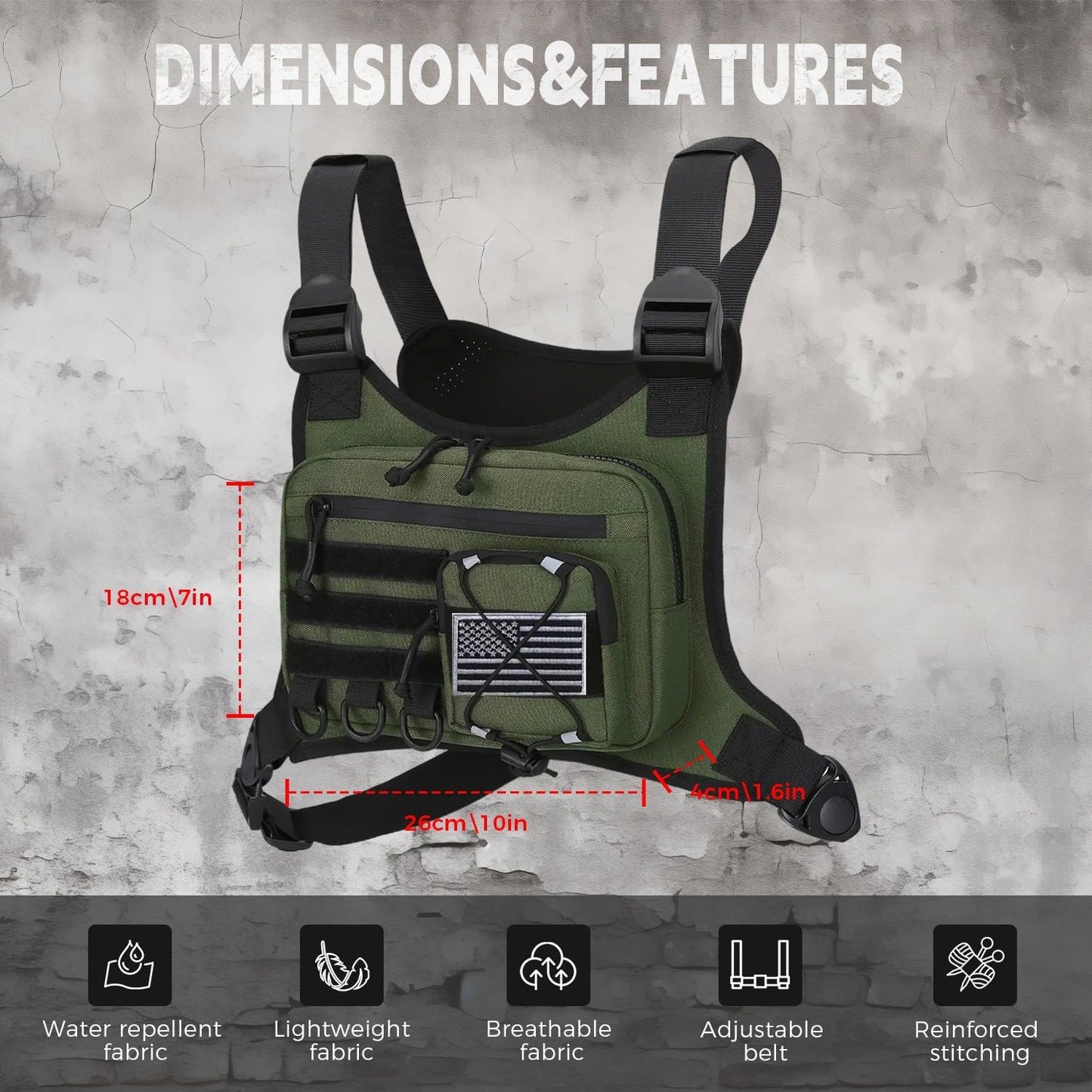 Men's Outdoor Chest Bag - Tactical Vest Holster for Pistols, EDC Pack for Hiking2
