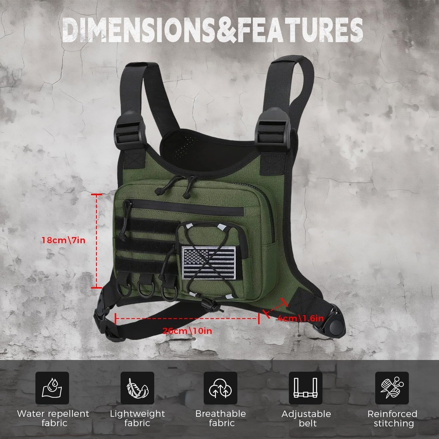 Men's Outdoor Chest Bag - Tactical Vest Holster for Pistols, EDC Pack for Hiking2