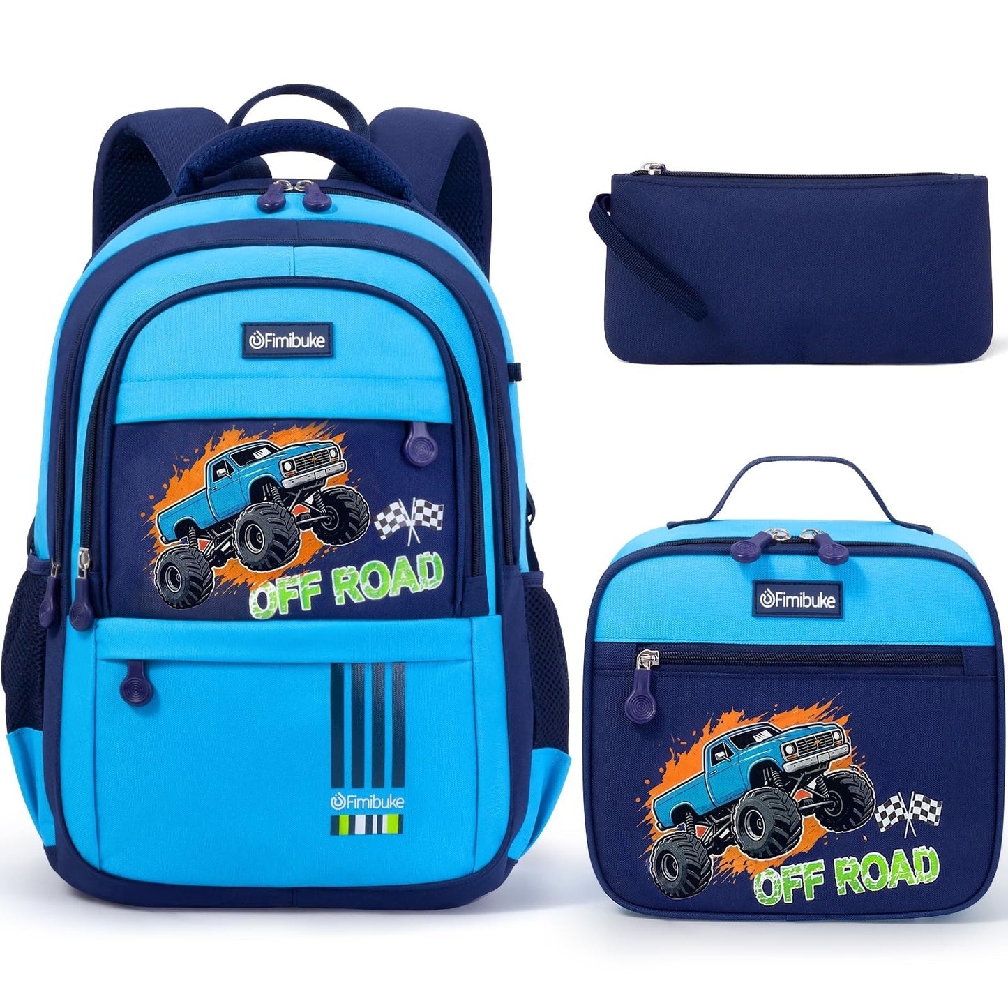 Monster Truck Backpack Set for Boys   3PCS with Lunch Box   Kids School Bag1