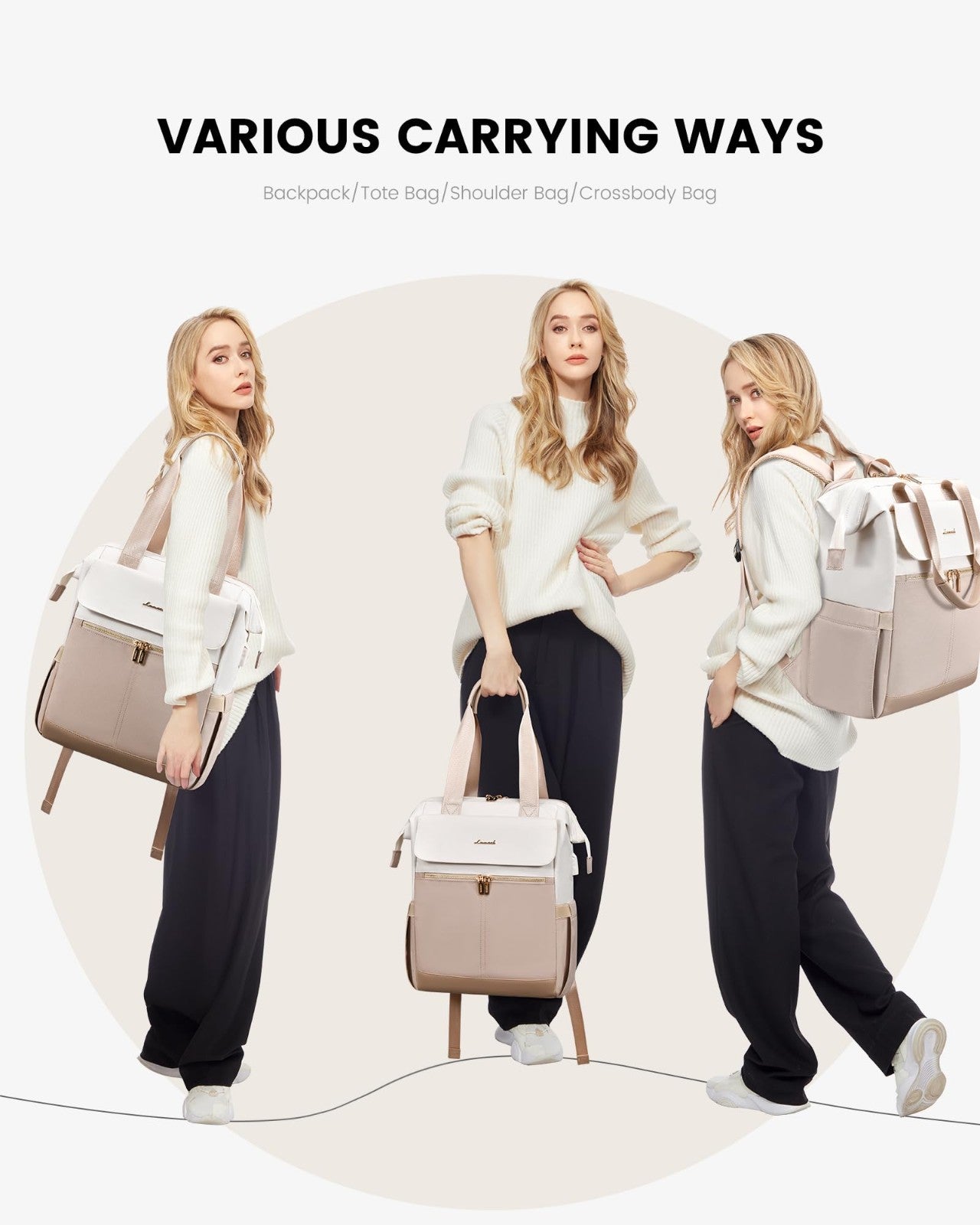 Large Capacity 17.3" Laptop Backpack for Women, Waterproof Travel Bag with USB P8