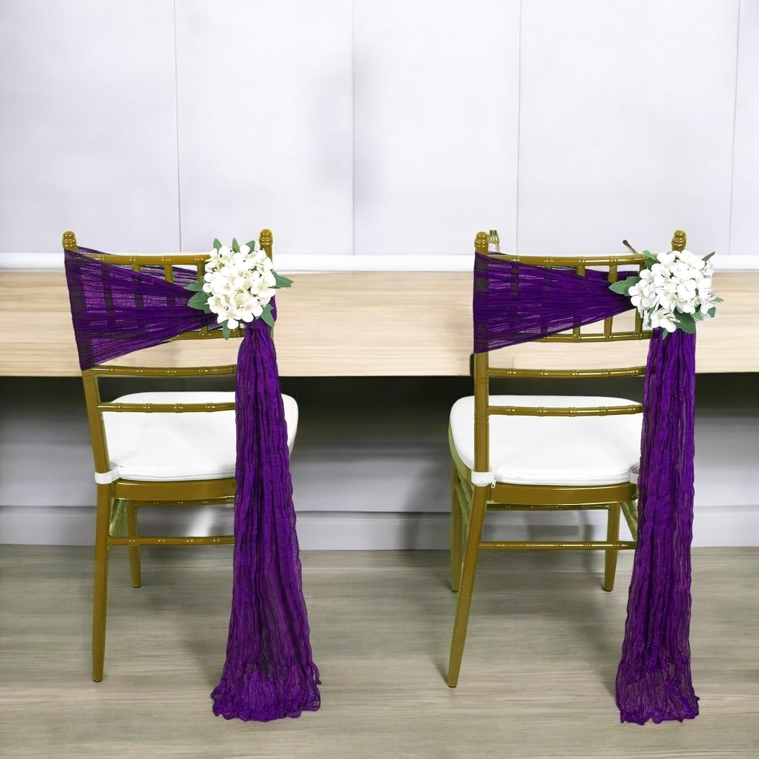 25 PCS Cheesecloth Chair Sashes 17"x70" Rustic Gauze Bows for Wedding Party Deco5