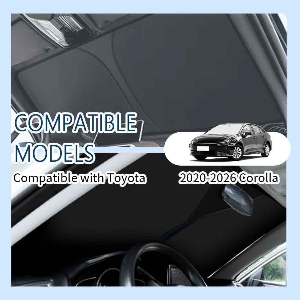 Foldable Car Windshield Sun Shade for Toyota Corolla 2020-2026, Heat Blocking Ox3