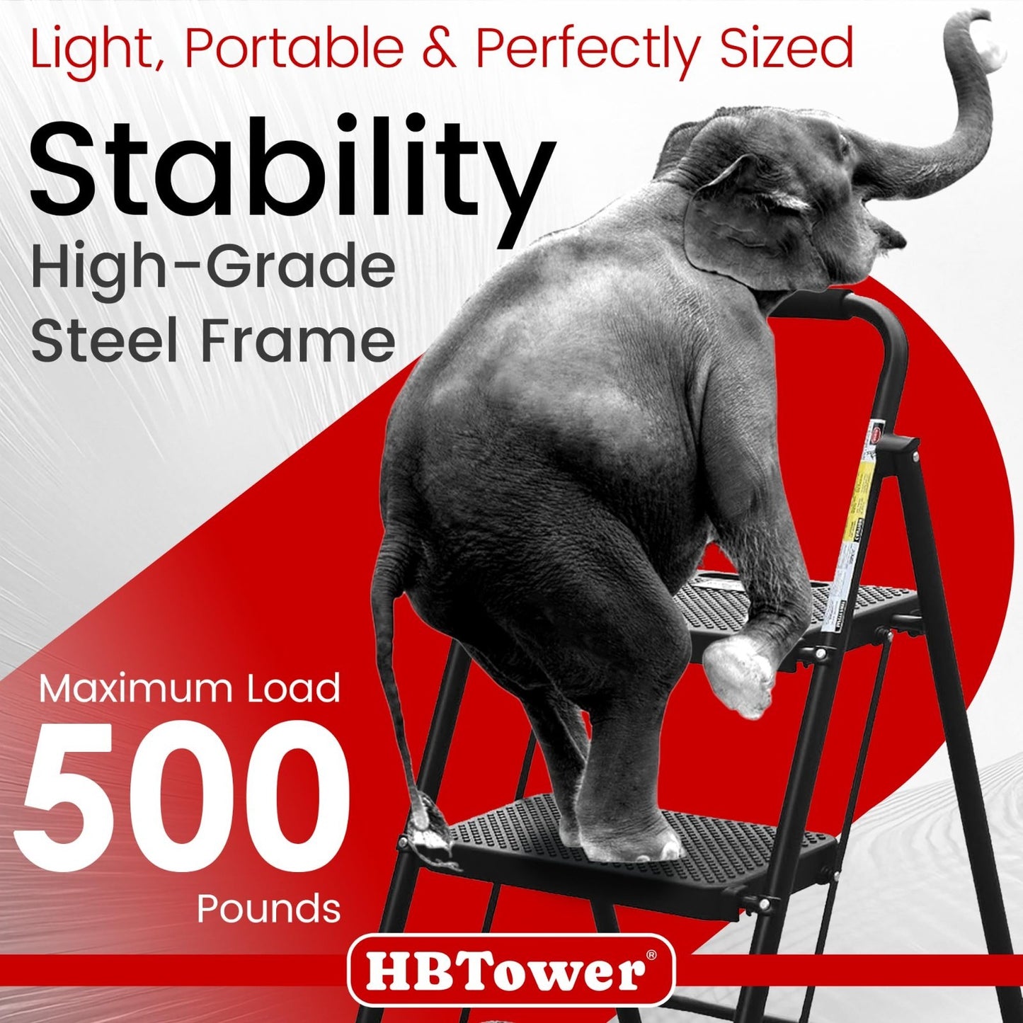 Folding Step Ladder with Anti Slip Pedal, Sturdy Lightweight Steel Stool, Handra3