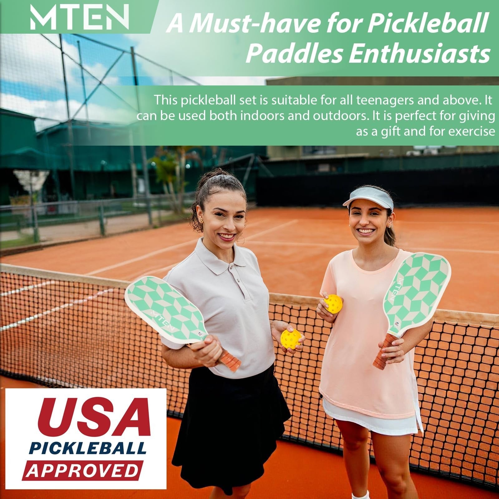 Pickleball Paddle Set of 2/4/1 - USAPA Approved Fiberglass Rackets, Lightweight6