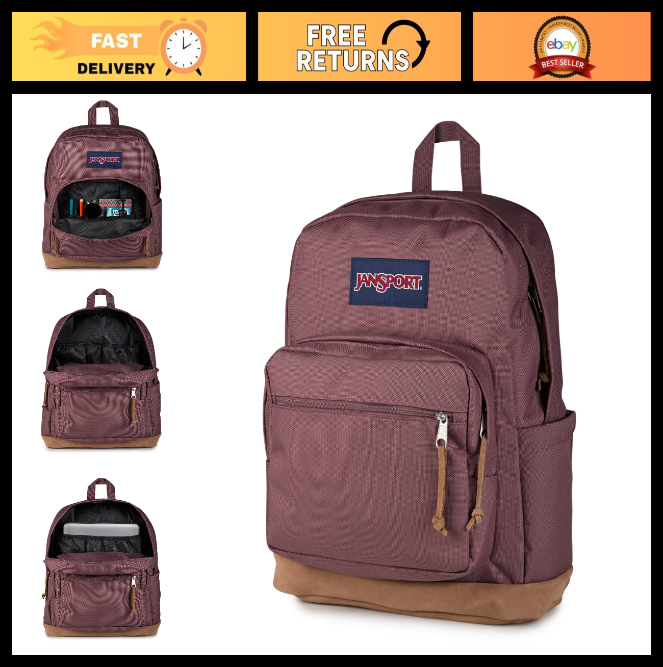 Durable Daypack with Padded 15" Laptop Sleeve, Spacious Compartment & Water Bott0
