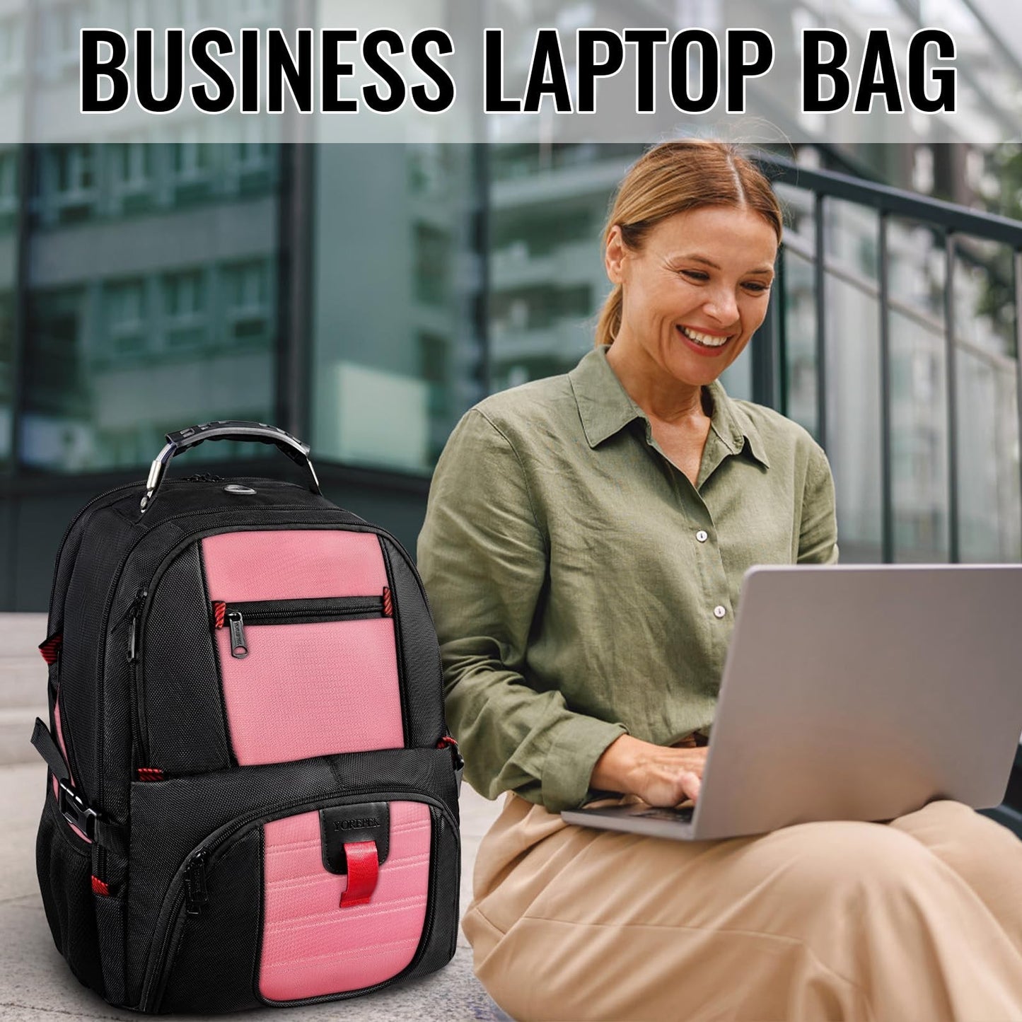 Large Laptop Backpack for Women, Heavy Duty Travel Bag, Waterproof, Stylish Desi3
