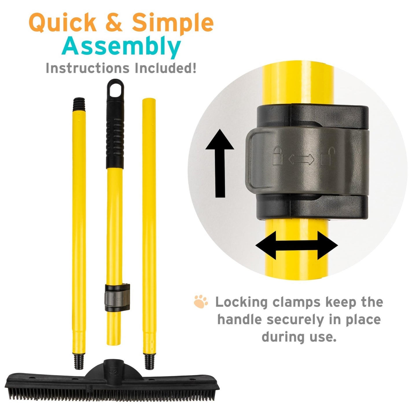 Pet Hair Removal Rubber Broom with 61" Telescopic Handle - Effective Fur Remover6