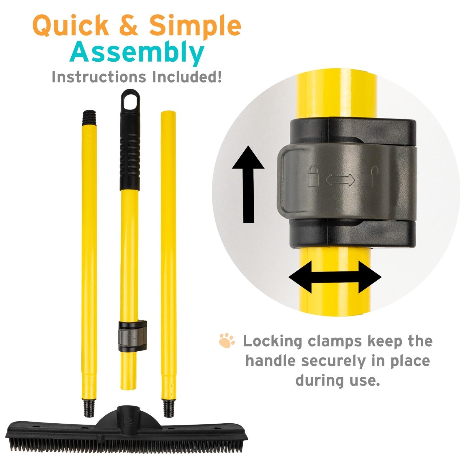 Pet Hair Removal Rubber Broom with 61" Telescopic Handle - Effective Fur Remover6
