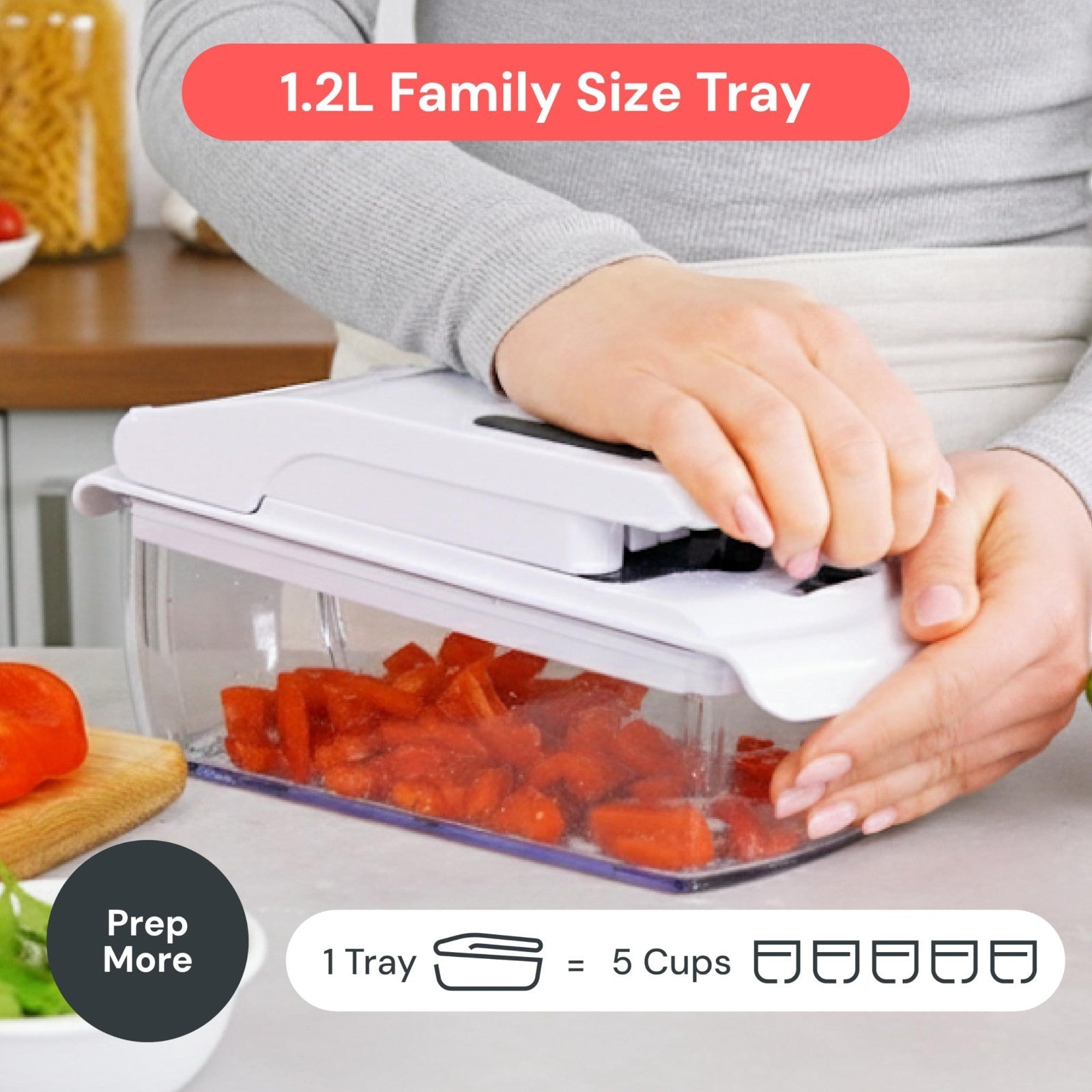 6 in 1 Vegetable Chopper & Spiralizer, Stainless Steel Food Slicer with Containe5
