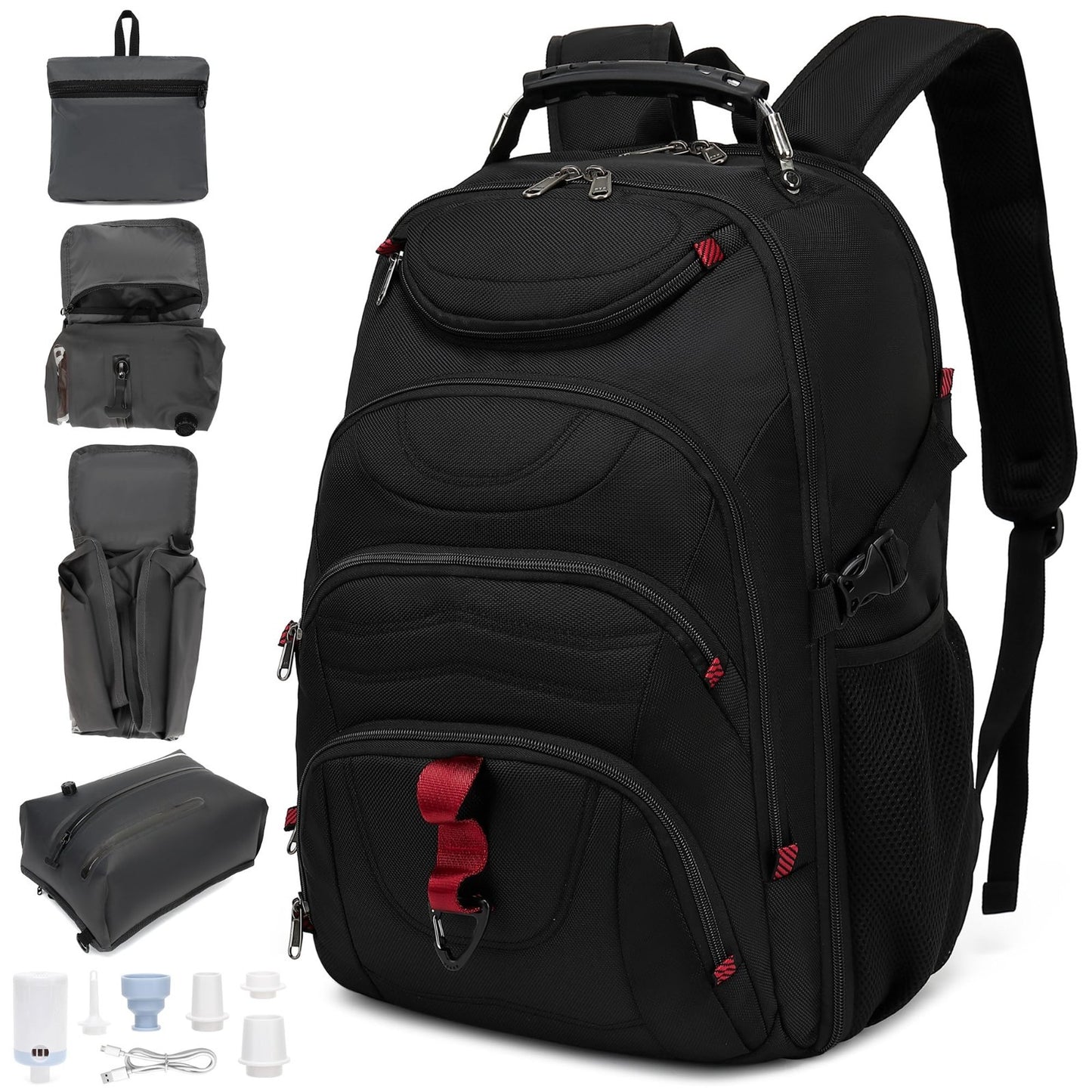 Large 55L Vacuum Seal Travel Backpack with Detachable Compression Bag, Waterproo1