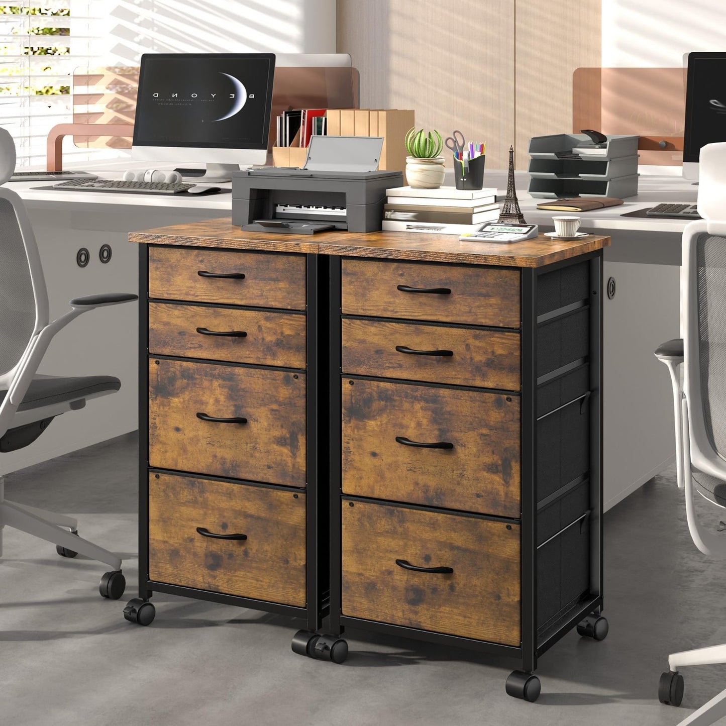 4 Drawer Rolling File Cabinet for A4 & Letter Size | Mobile Printer Stand, Large5