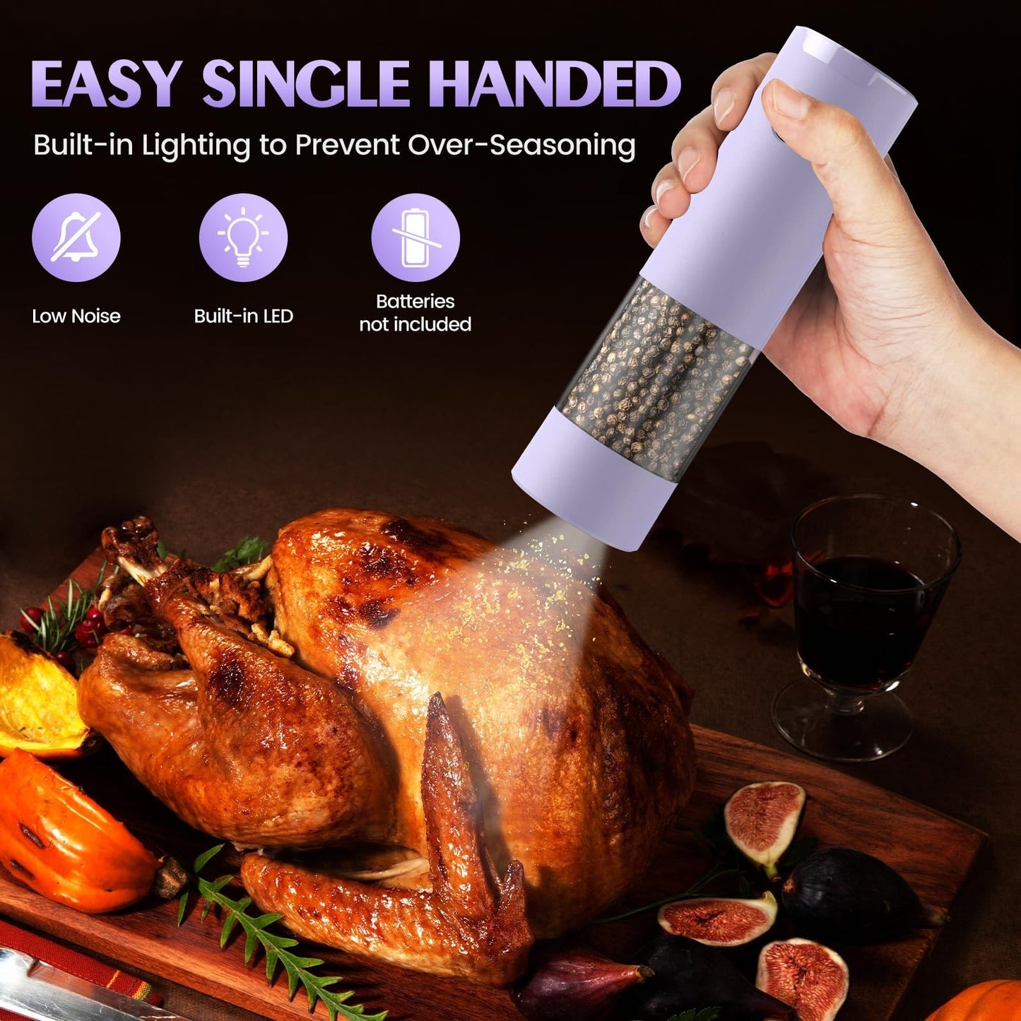 Automatic Salt and Pepper Grinder Set   Adjustable Coarseness, Kitchen Accessori3