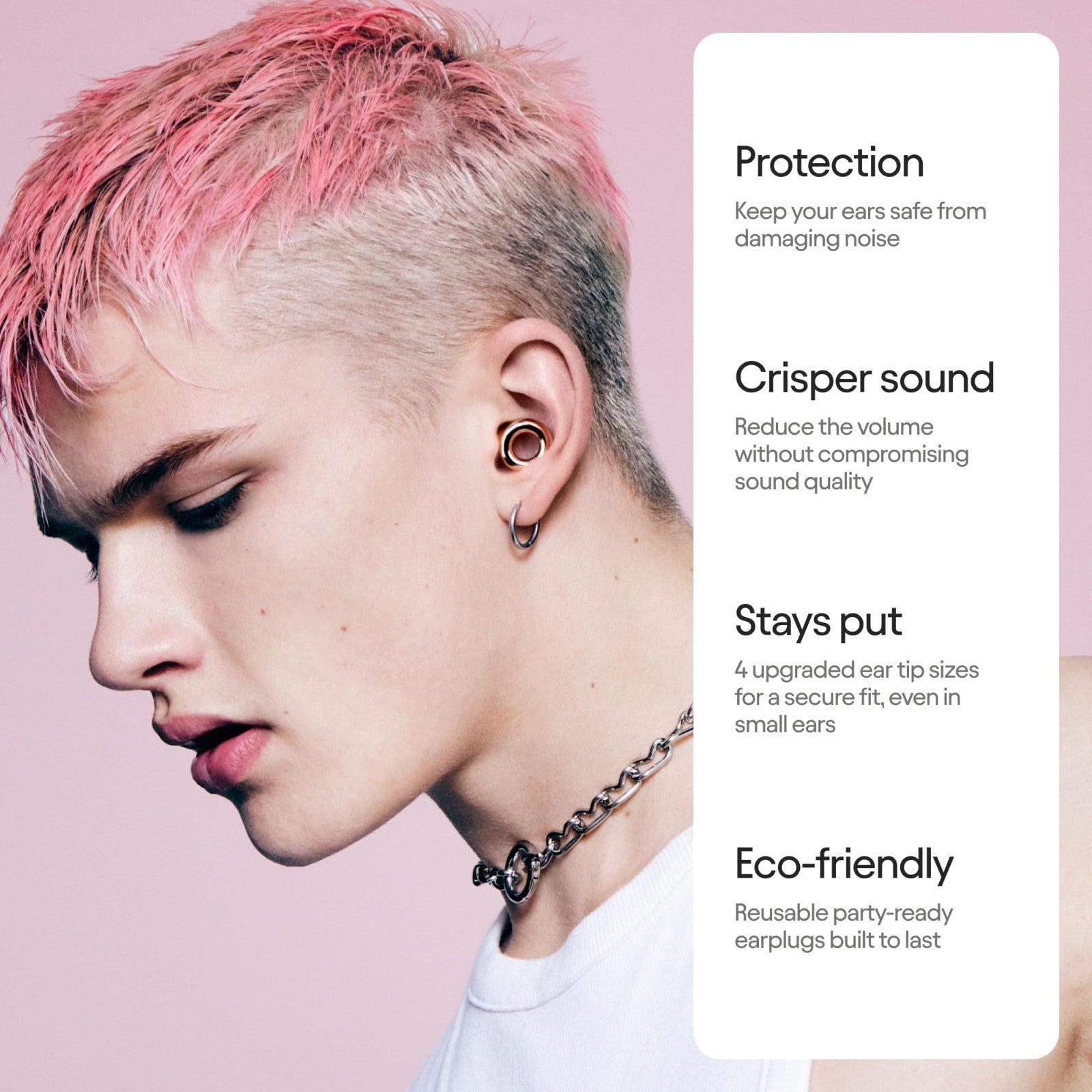 High Fidelity Ear Plugs for Concerts & Events | 17dB Noise Reduction | Stylish H2