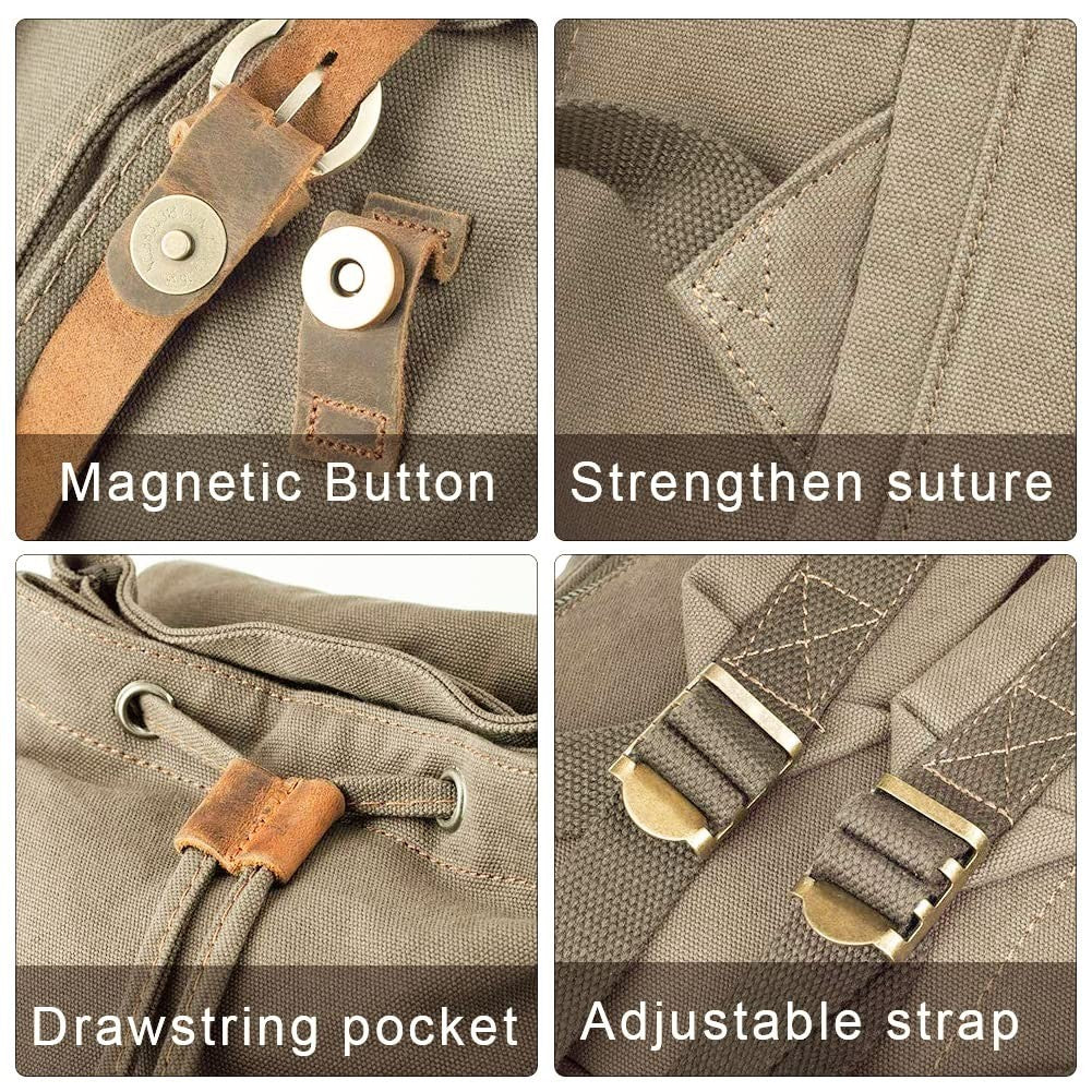 High Capacity Vintage Canvas Backpack for School, College, Hiking & Travel   Fit3