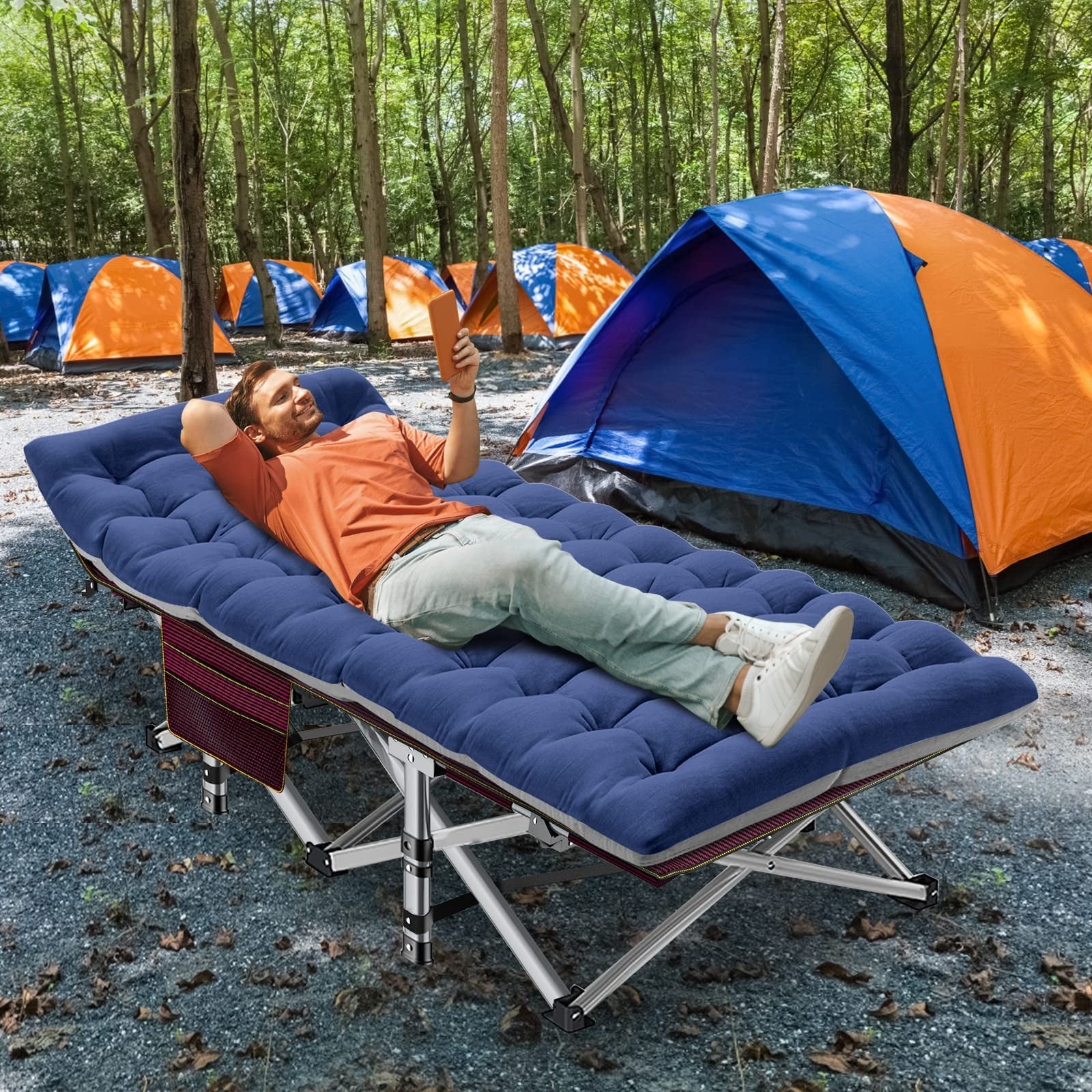 Folding Camping Cot for Adults   28" Wide Heavy Duty Bed with Mattress, 800 lbs4