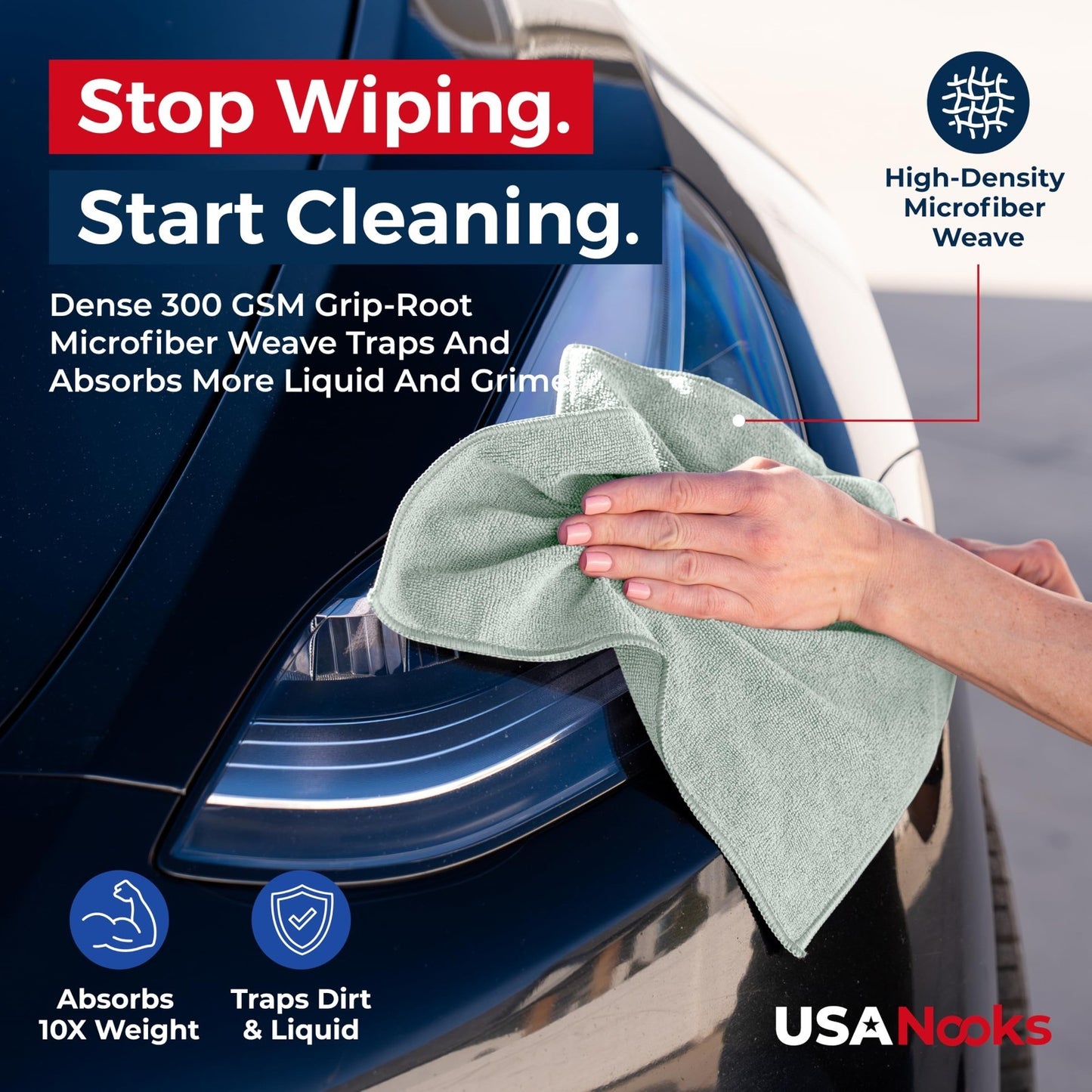 Microfiber Cleaning Cloths   12 Pack Sea Green, Ultra Absorbent, Streak Free Shi5