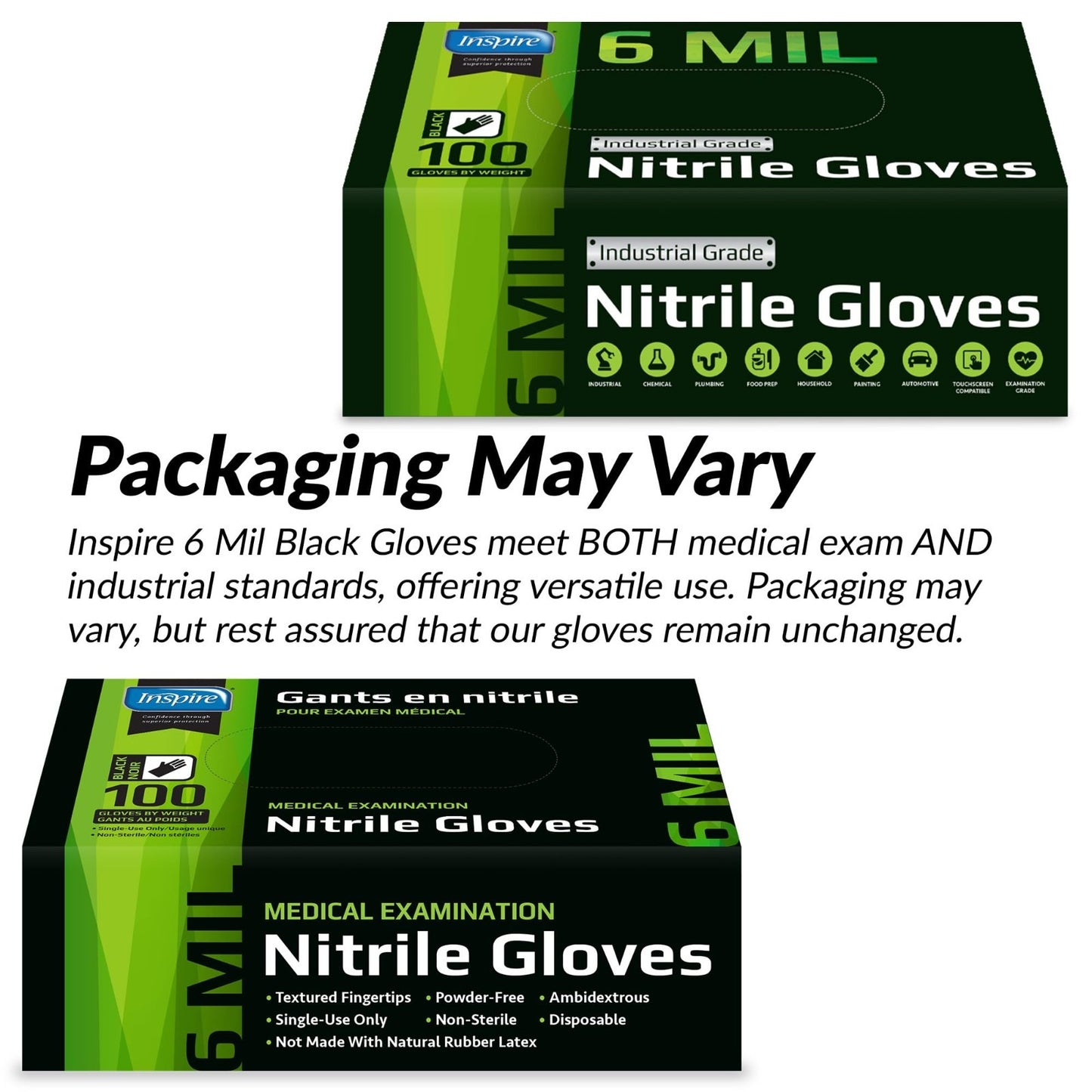 Heavy Duty 6 Mil Black Nitrile Gloves   Chemical Resistant, Disposable, Medical,5