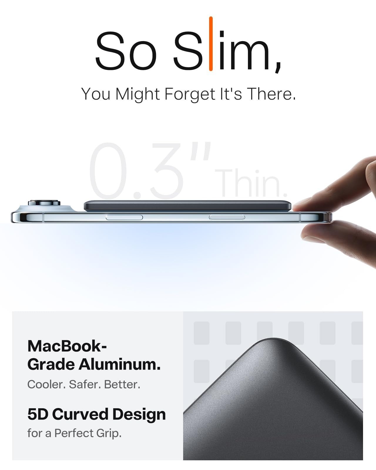 Ultra-Slim 5000mAh Magnetic Power Bank, MagSafe-Compatible Wireless Charger, 18W3
