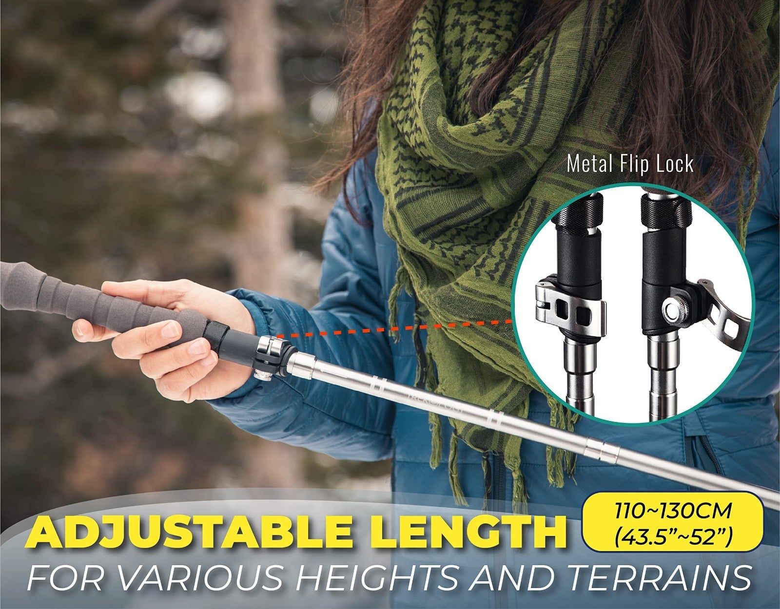 Lightweight Adjustable Trekking Poles with Cork Grip – Compact Hiking Sticks for3