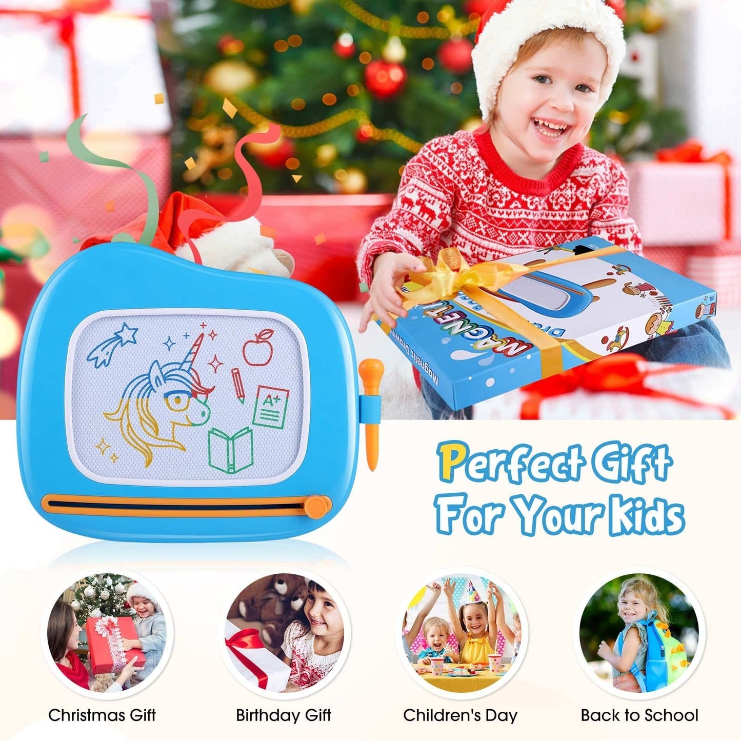 Magnetic Drawing Board for Kids - Educational Toy for Toddlers Age 1-3 - Birthda7