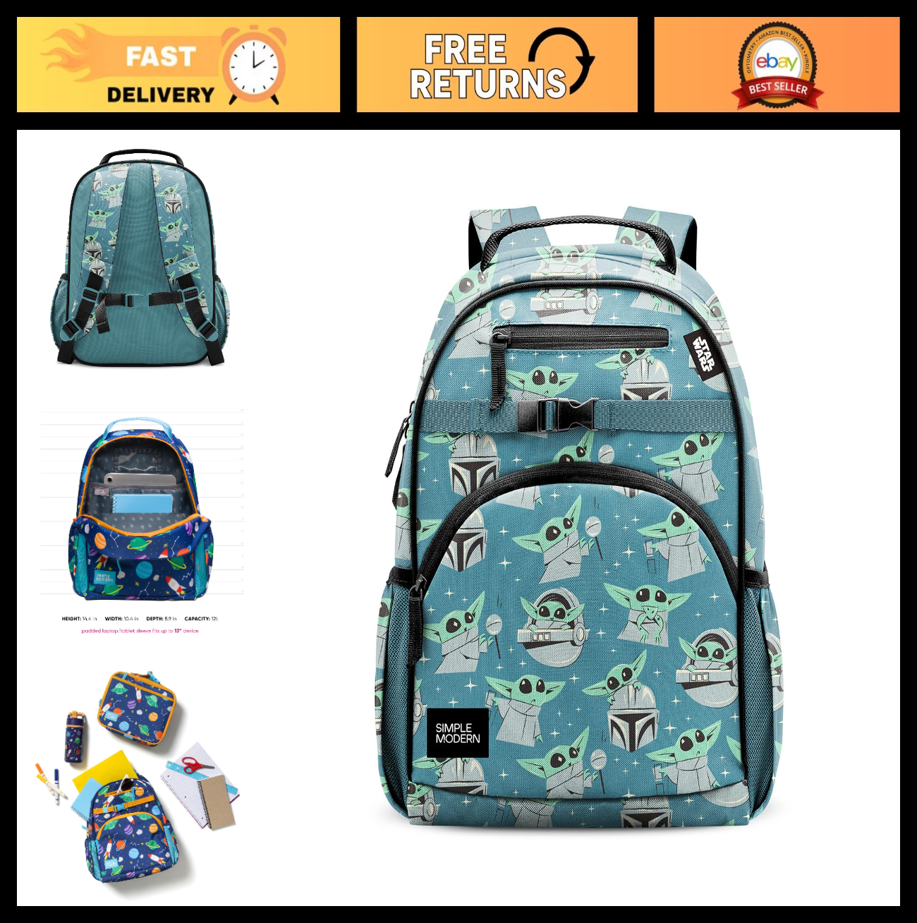Kids Mandalorian Backpack for School, 12L, Lightweight, Durable, Unisex Design0